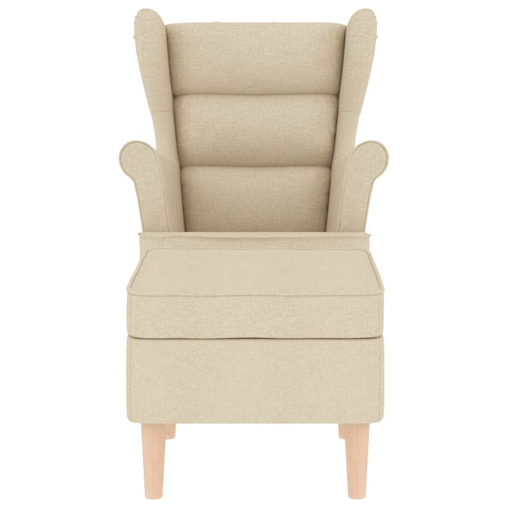 Fotoliu cu taburet pentru picioare, crem, material textil GartenMobel Dekor