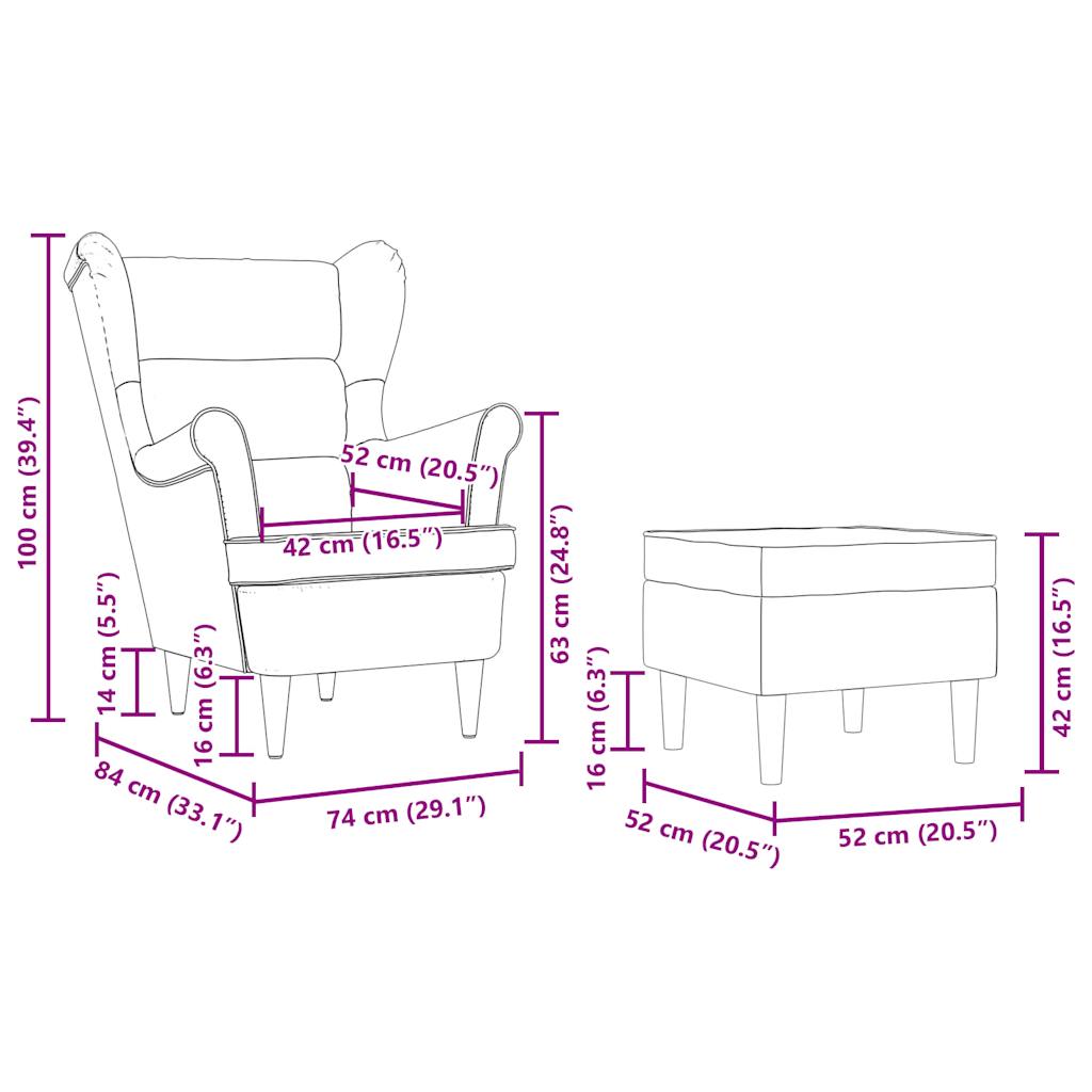 Fotoliu cu taburet pentru picioare, gri taupe, material textil GartenMobel Dekor