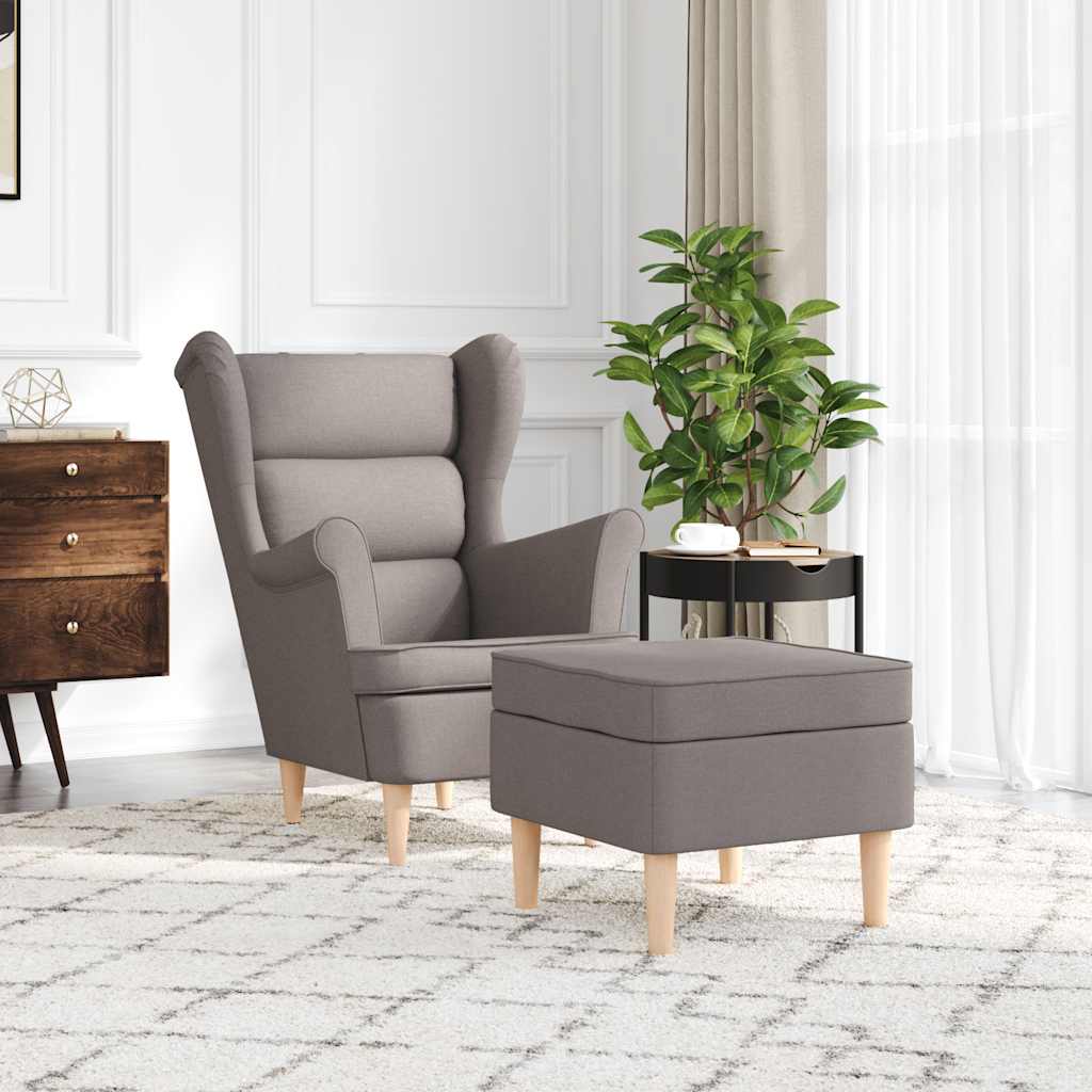 Fotoliu cu taburet pentru picioare, gri taupe, material textil GartenMobel Dekor