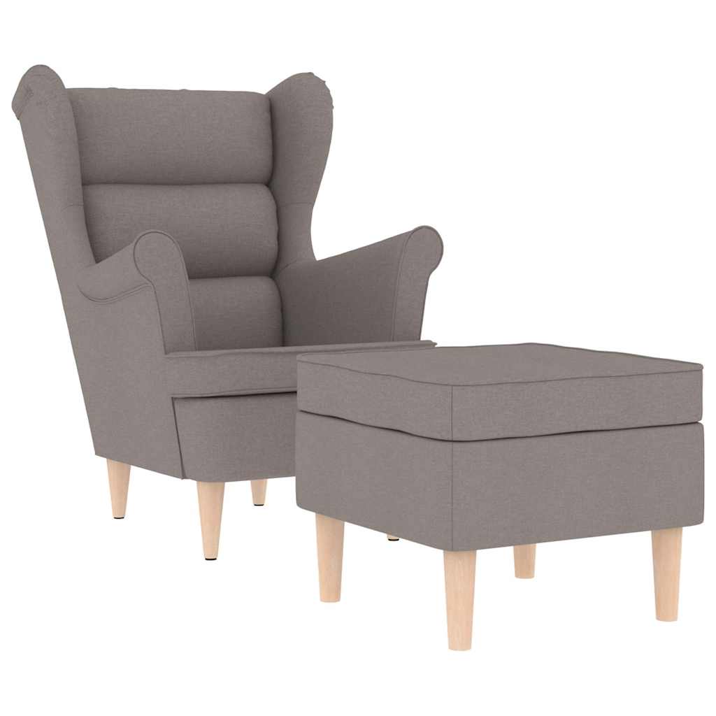 Fotoliu cu taburet pentru picioare, gri taupe, material textil GartenMobel Dekor