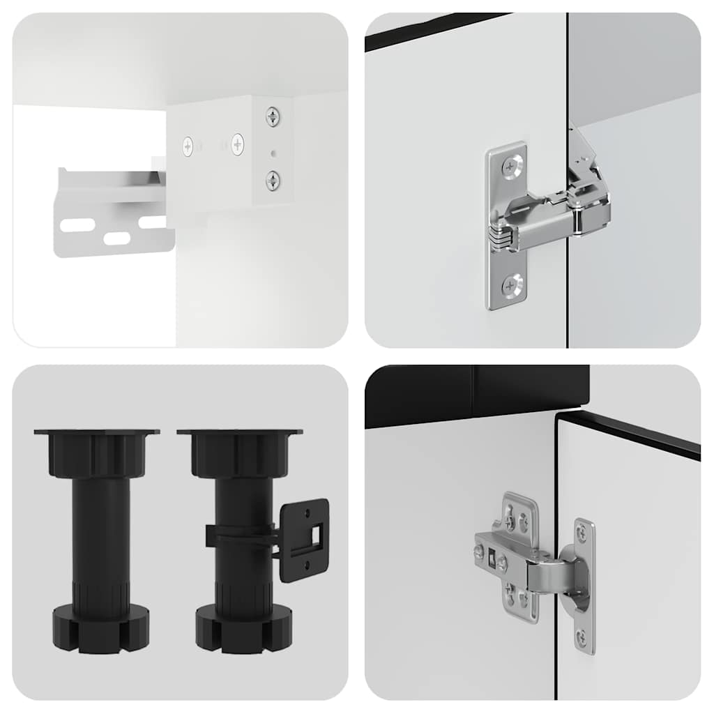 Set dulap de bucătărie 11 piese „Porto” lemn negru prelucrat GartenMobel Dekor
