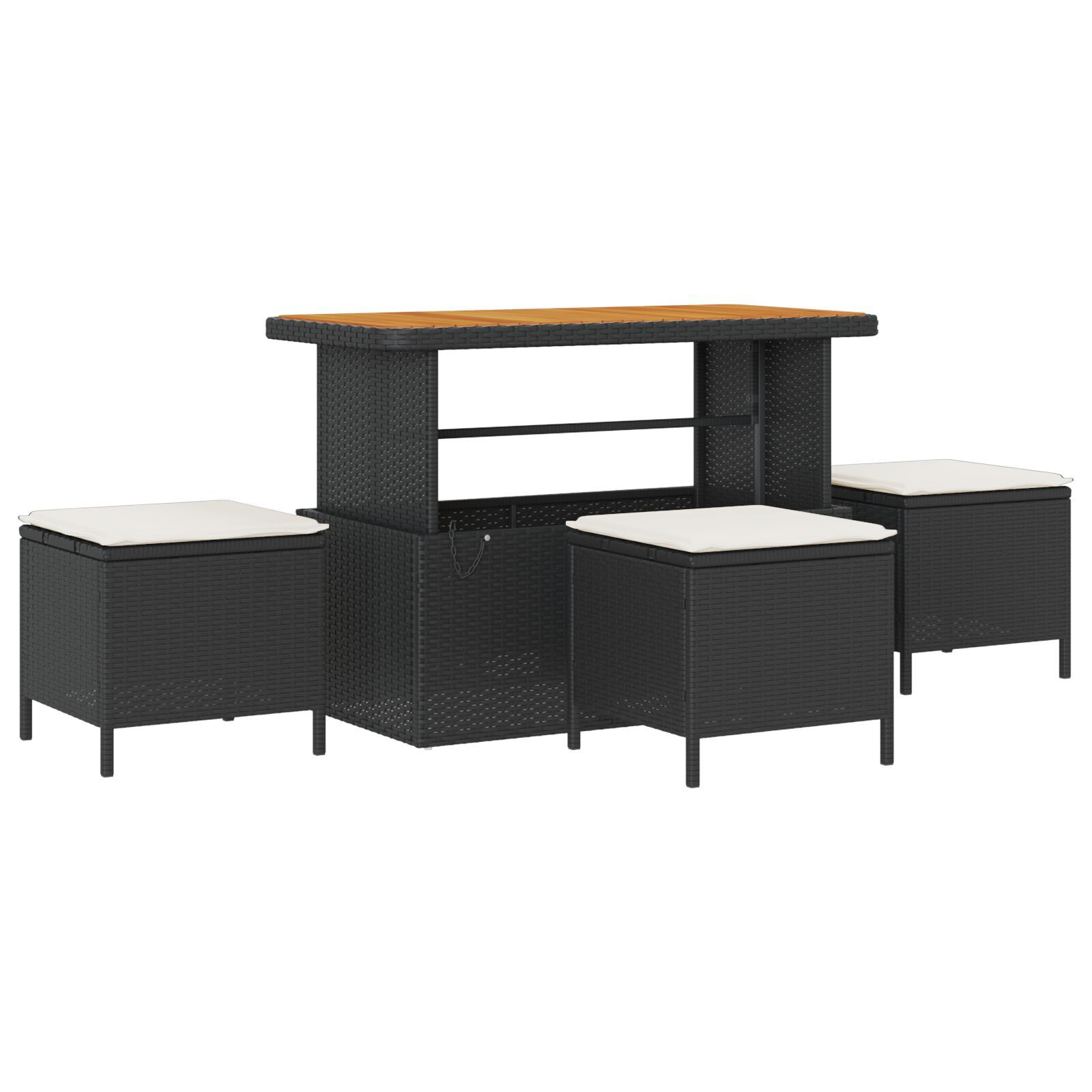 Set de canapea modulară de grădină cu perne 13 piese Negru Ratan Acacia, Set de dining de grădină cu 3 piese cu perne Negru Ratan Acacia GartenMobel Dekor