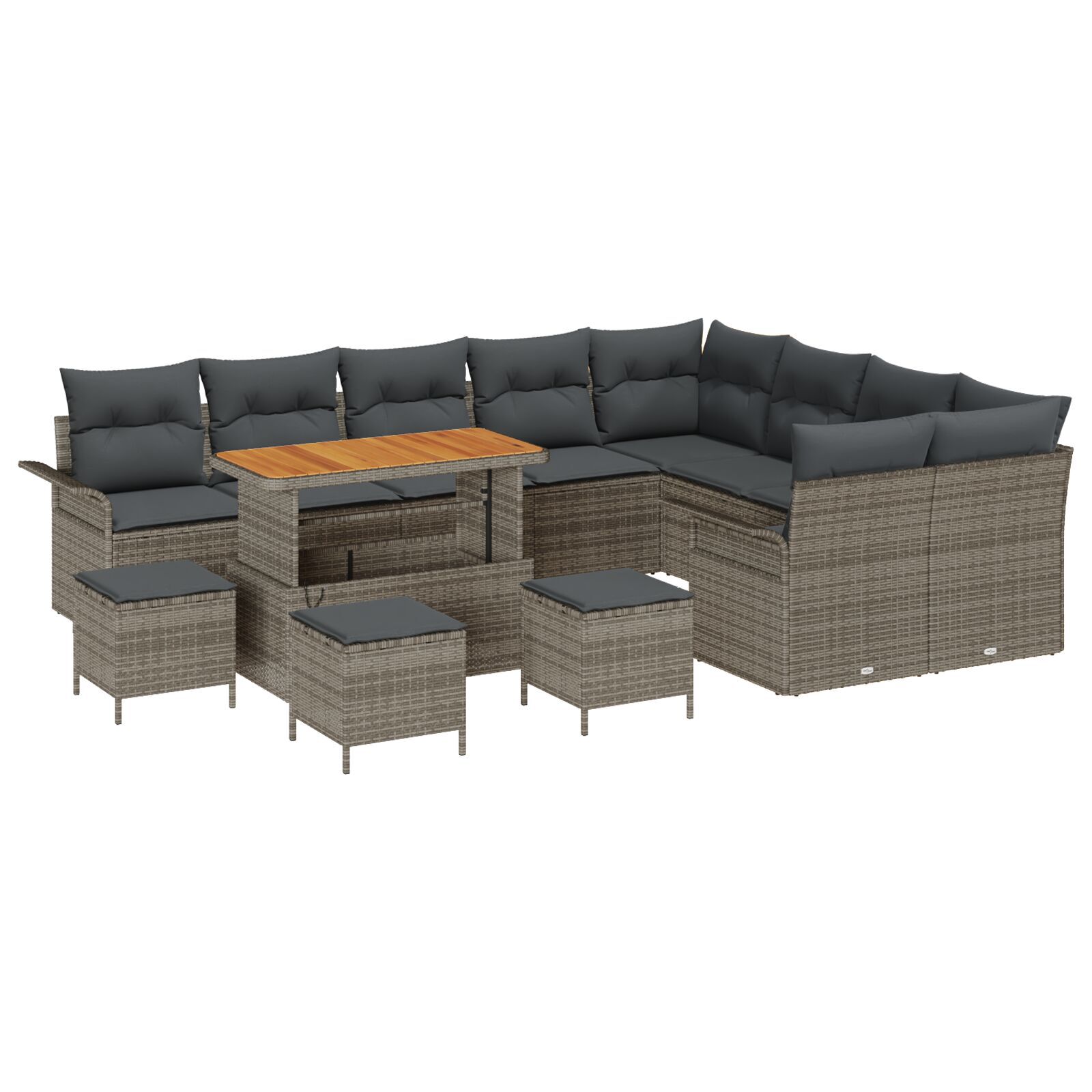 Set de Sofa de Grădină cu 12 Piese și Perne Gri din Ratan Poli, Sofa de Grădină cu 2 Locuri cu Depozitare și Perne Gri din Ratan Poli, Set de Dining pentru Grădină cu 3 Piese și Perne Gri din Ratan Poli GartenMobel Dekor