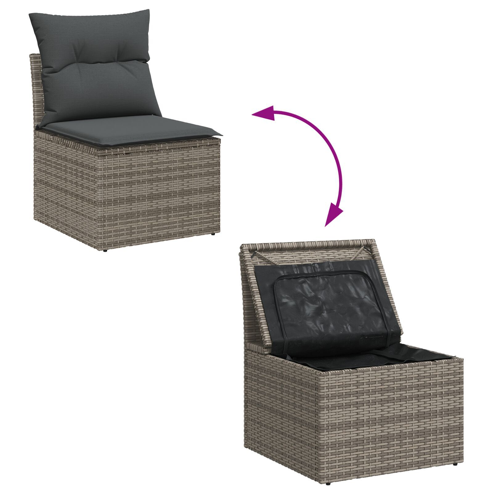 Set de sofa de grădină 13 piese cu perne Gri Ratan poli Acacia, Set de mese de grădină 3 piese cu perne Gri Ratan poli Acacia GartenMobel Dekor