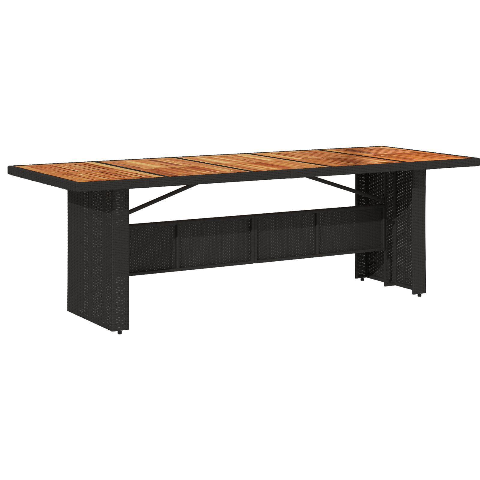 Set de Dining pentru Grădină cu 9 Piese Negru Rattan Poliester Acacia, Scaune de Grădină Stivuibile cu Perne 2 buc Negru Rattan Poliester GartenMobel Dekor