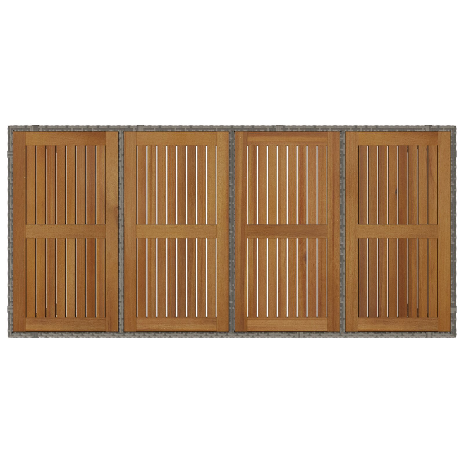Set de Masă pentru Grădină  cu 9 Piese Gri Rattan Polimeric Acacia, Scaune Stivuibile pentru Grădină  cu Perne 2 buc Gri Rattan Polimeric GartenMobel Dekor