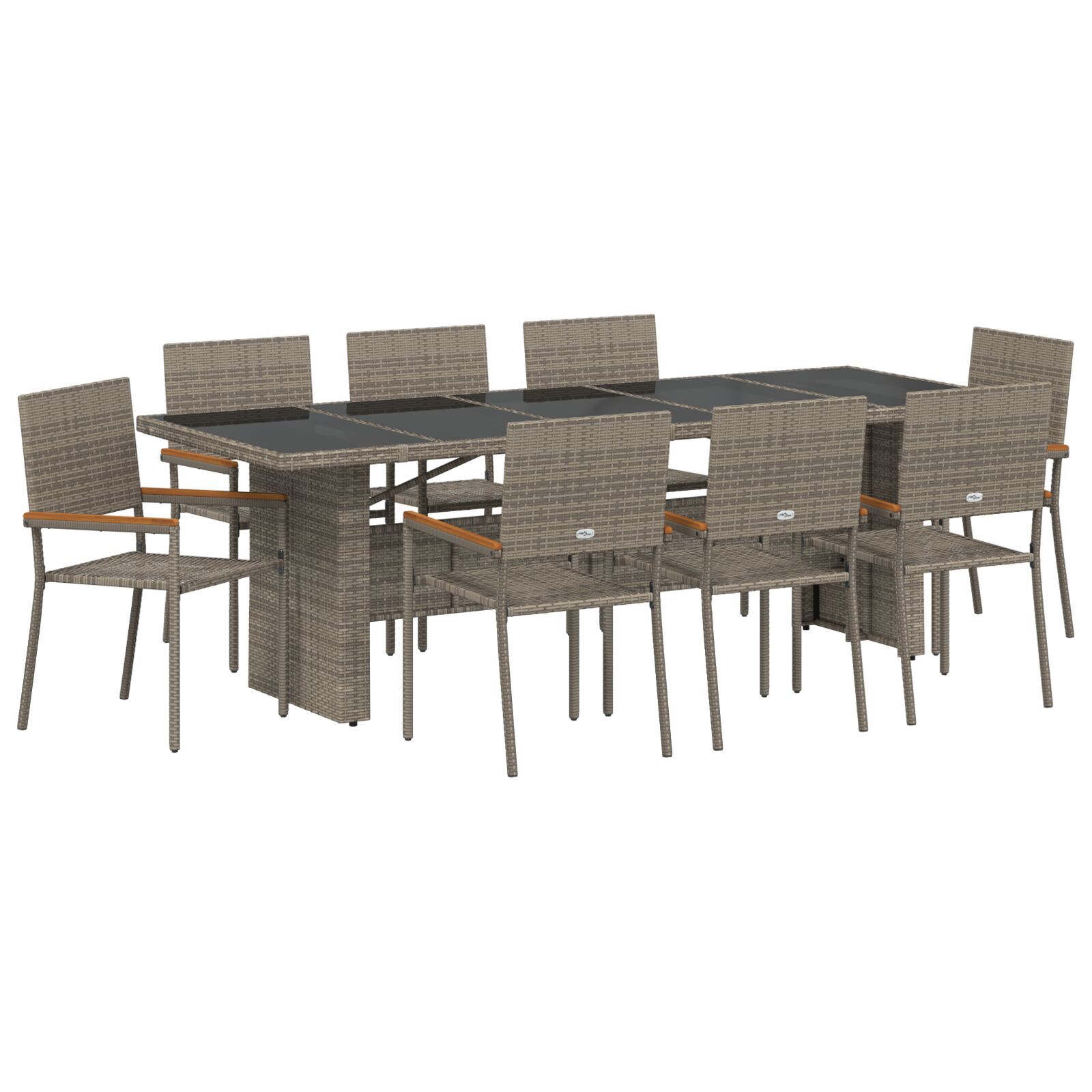 Set de dining pentru grădină , 11 piese, Rattan polițat negru GartenMobel Dekor