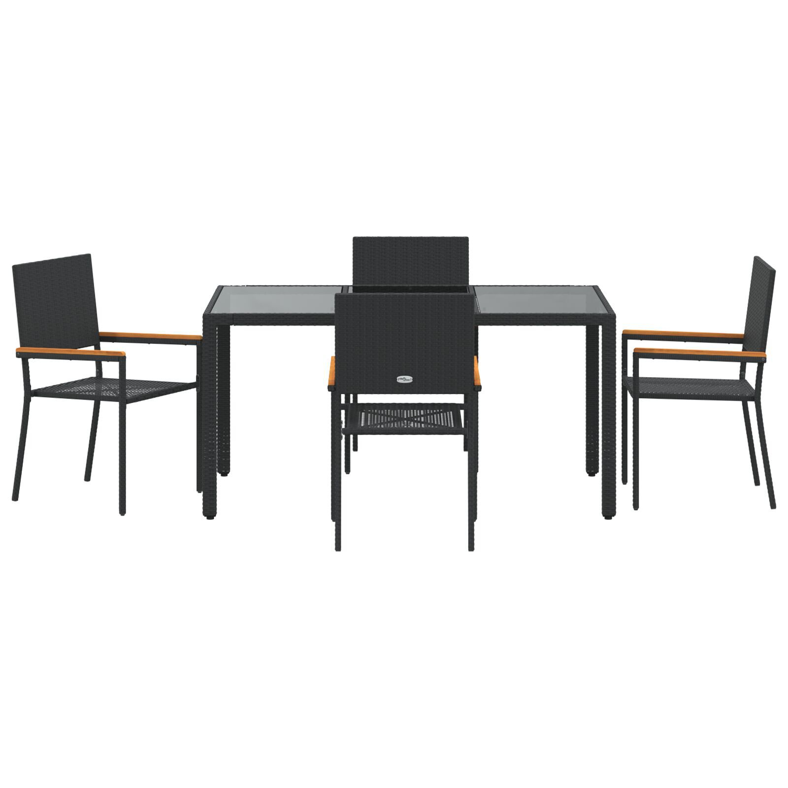 Set de dining pentru grădină  5 piese Negru Poliratan, Scaune de grădină  cu perne - Set de 2 piese în Negru Poliratan GartenMobel Dekor