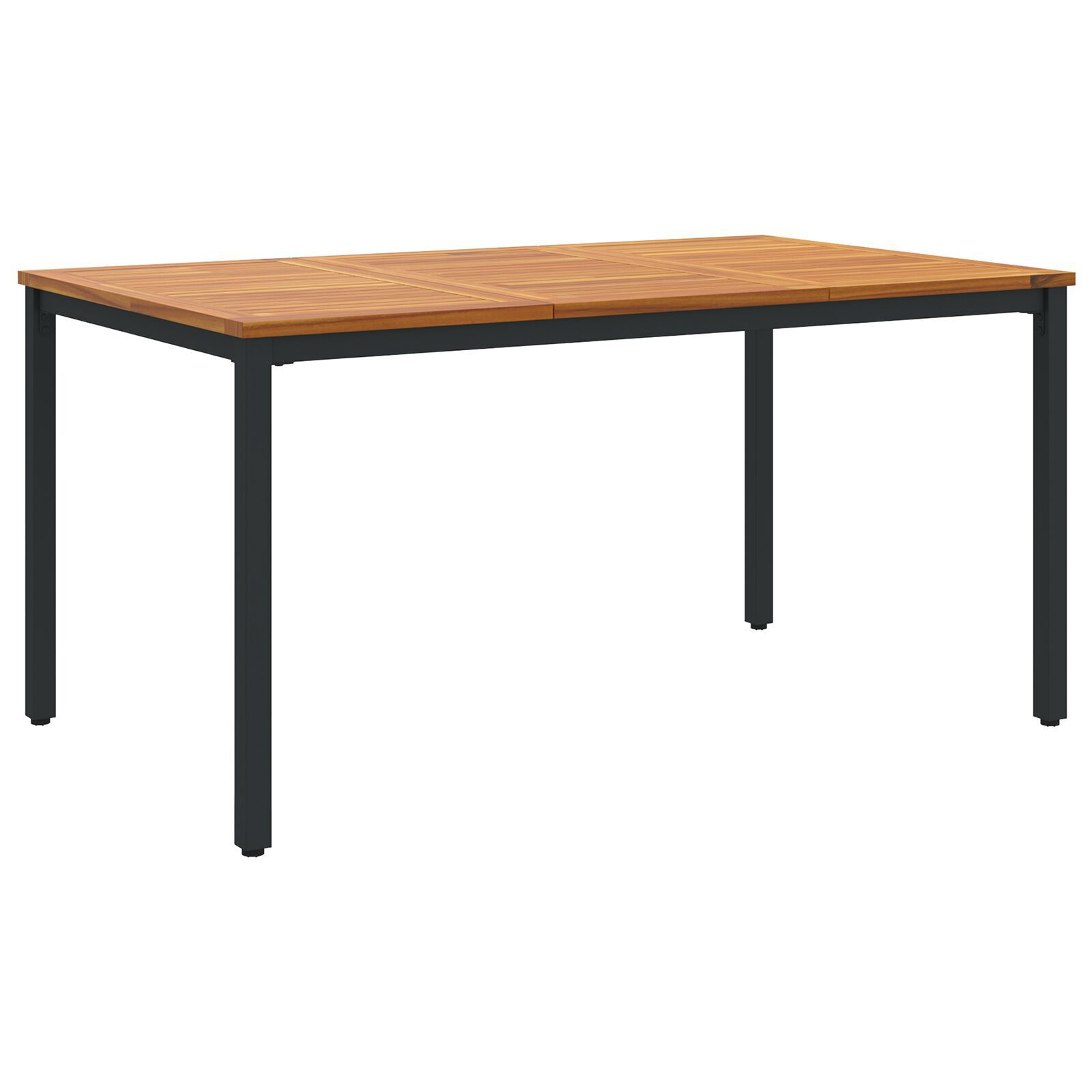 Set de masă pentru grădină din 5 piese Negru Poliratan Acacia, Scaune de grădină stivuite  cu perne 2 buc Negru Poliratan, Masă de grădină  150x90x75 cm Lemn solid Acacia și metal GartenMobel Dekor