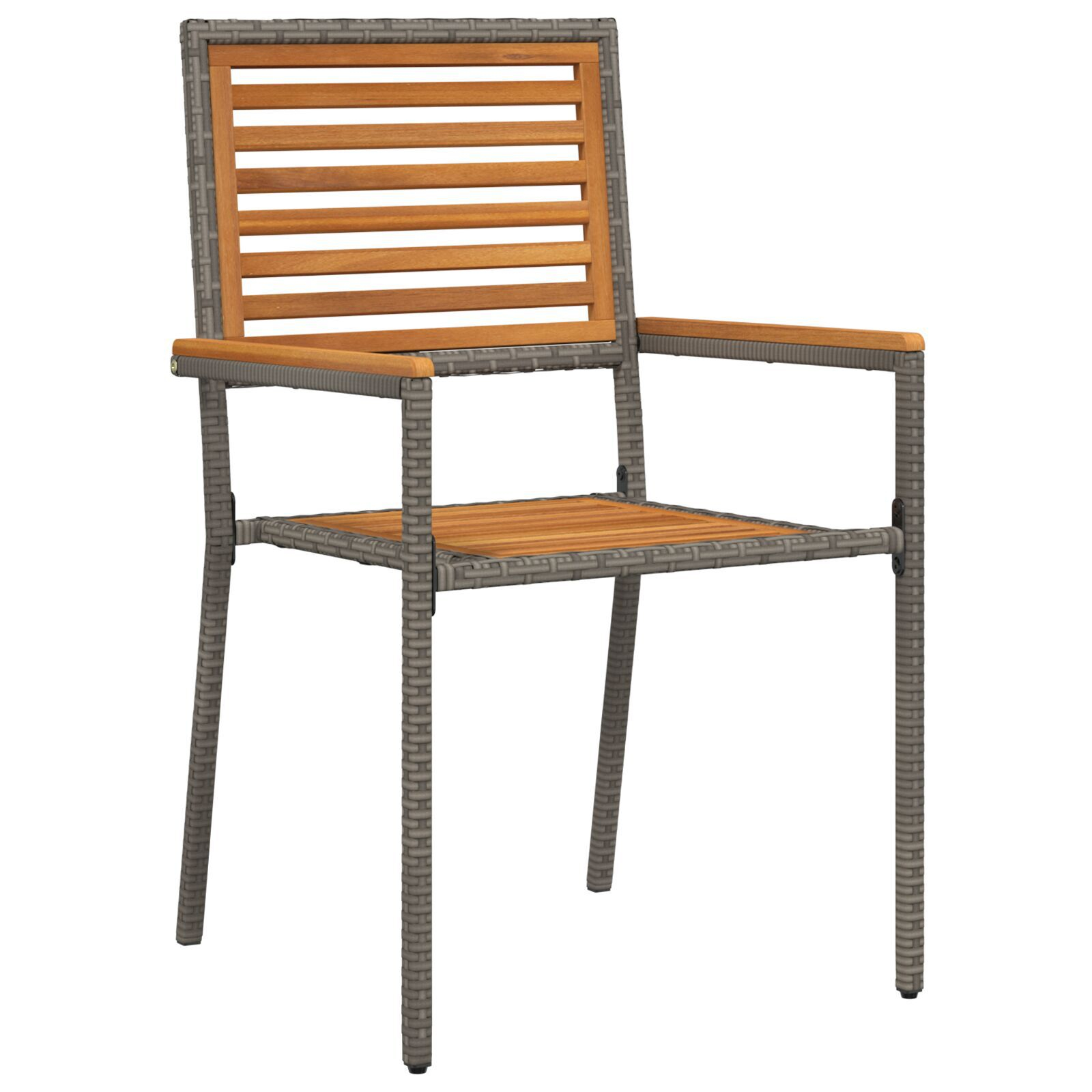 Set de dining pentru grădină  9 piese Gri Rattan Acacia, Scaune de grădină stivuibile  cu perne 2 buc Gri Rattan, Masă de grădină  200x90x75 cm Lemn Solid de Acacia și Metal GartenMobel Dekor
