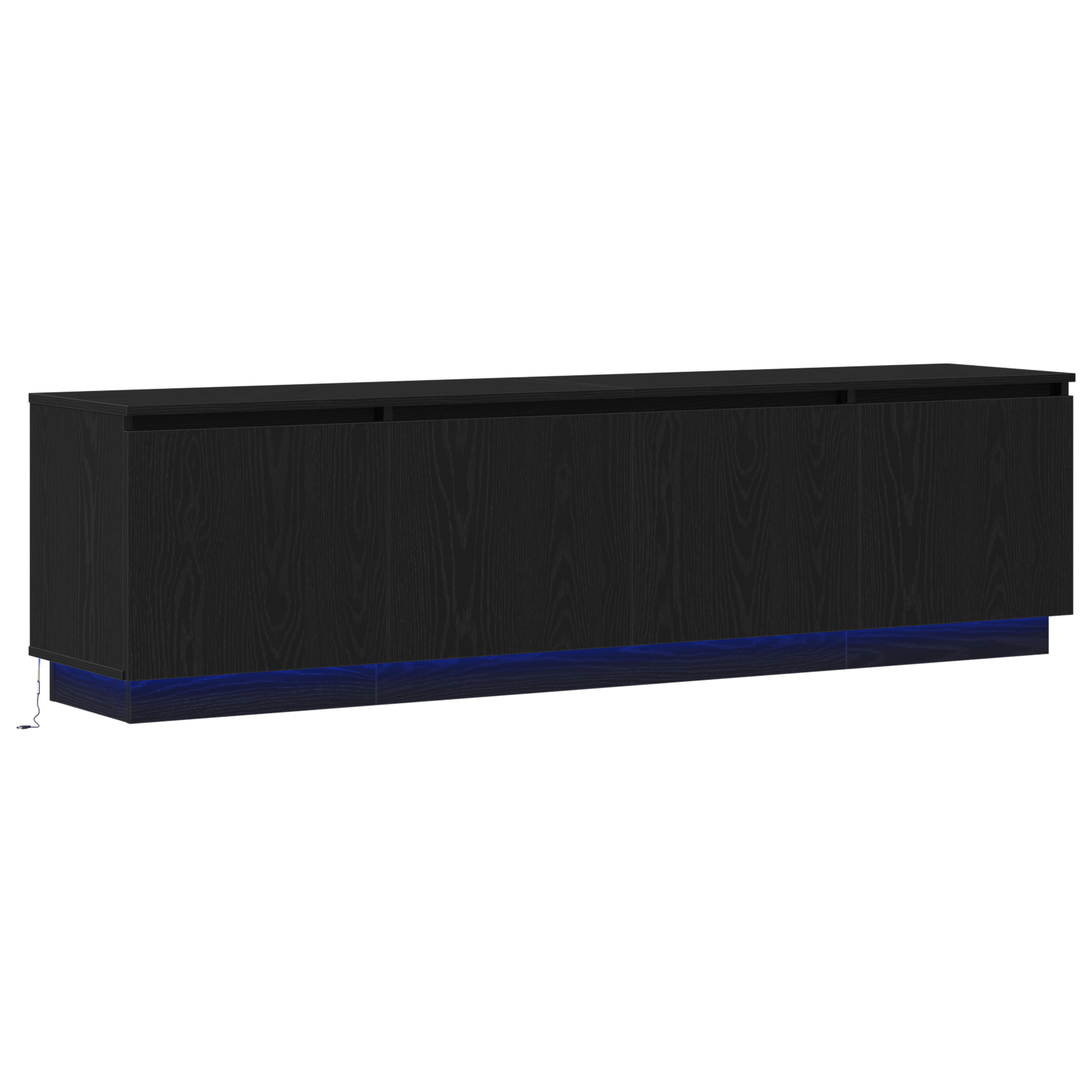 Cabinet TV cu LED Negru Stejar 180x38x49 cm Lemn prelucrat GartenMobel Dekor