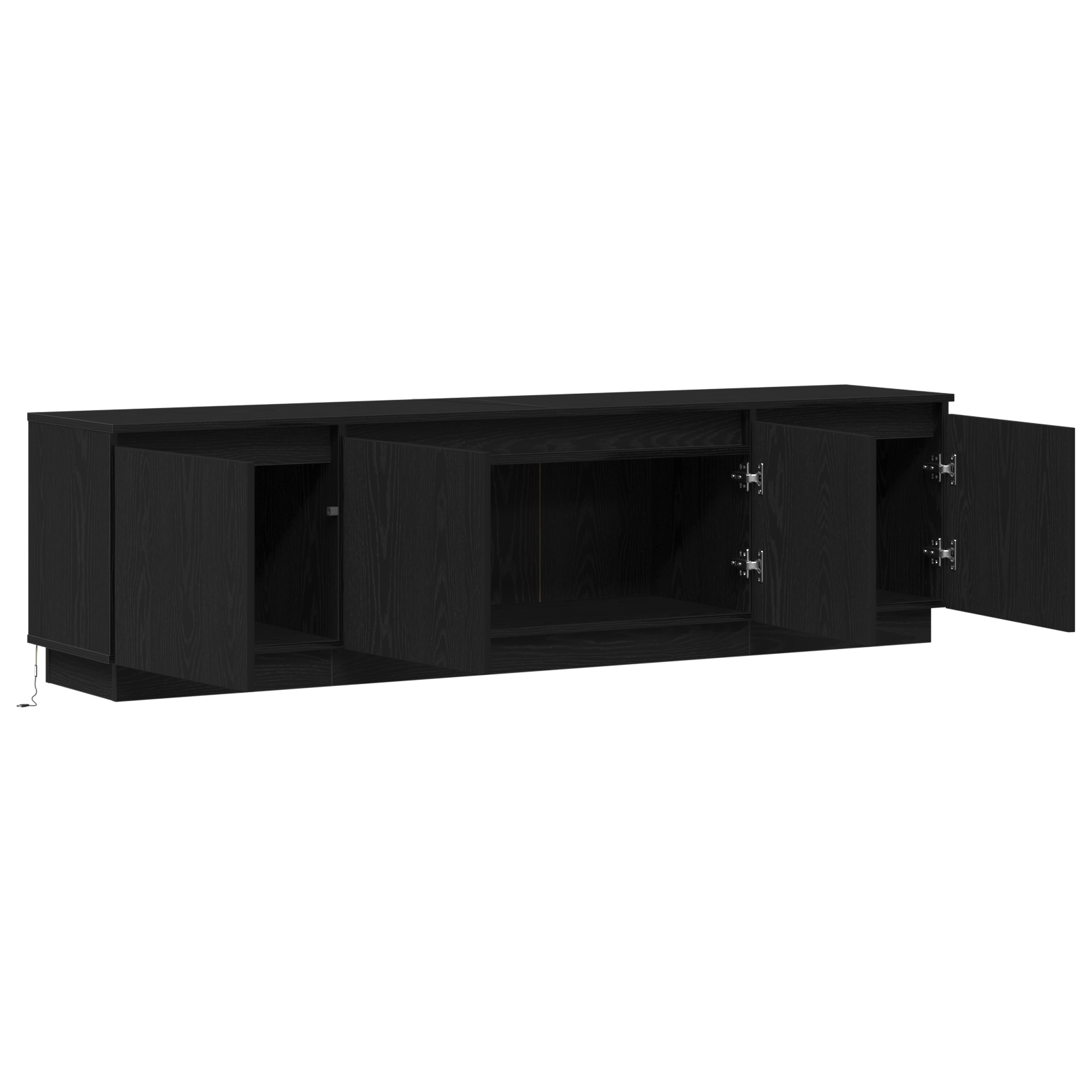 Cabinet TV cu LED Negru Stejar 180x38x49 cm Lemn prelucrat GartenMobel Dekor