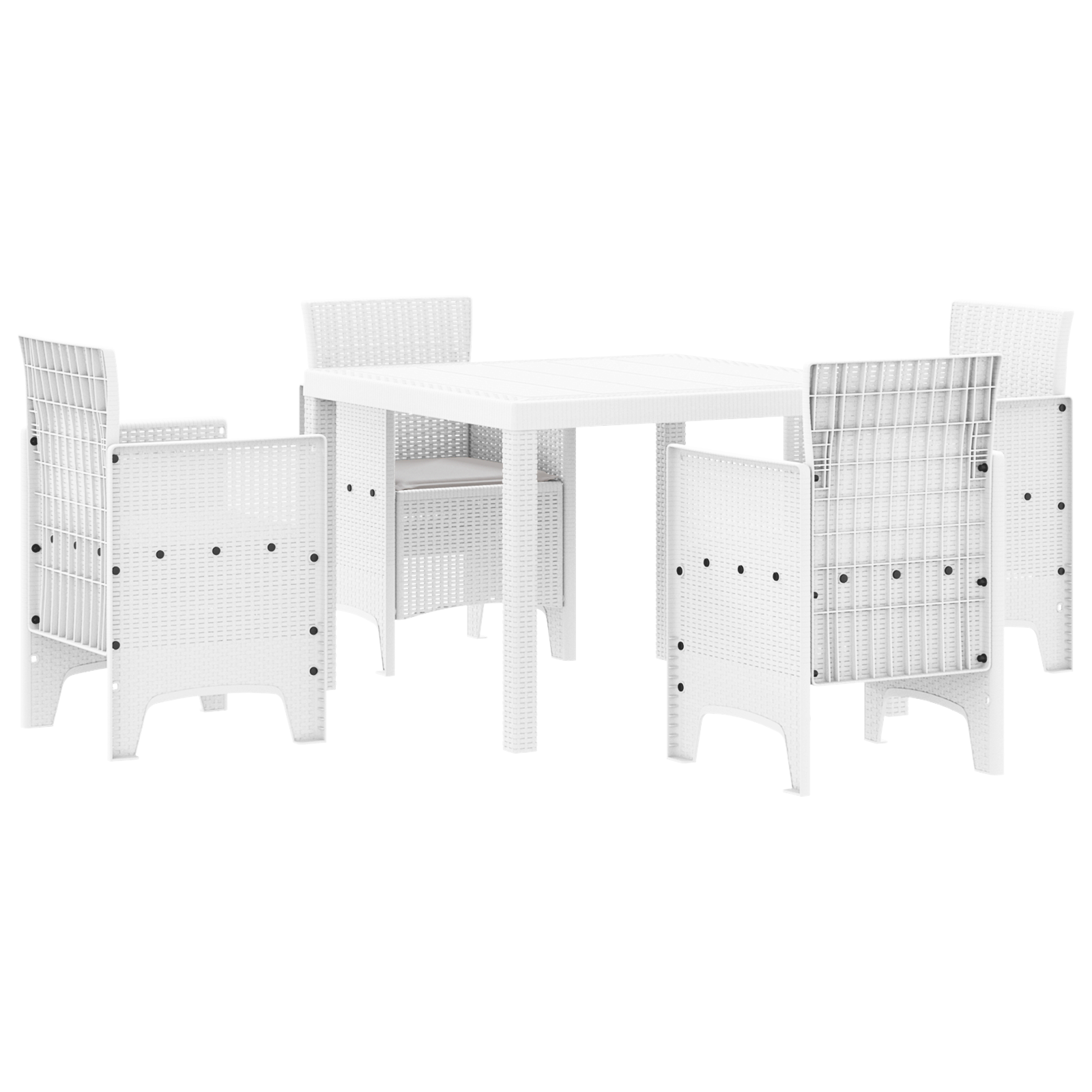 Set Masă Grădină 5 Piese cu Perne Ratan Alb Poliester GartenMobel Dekor
