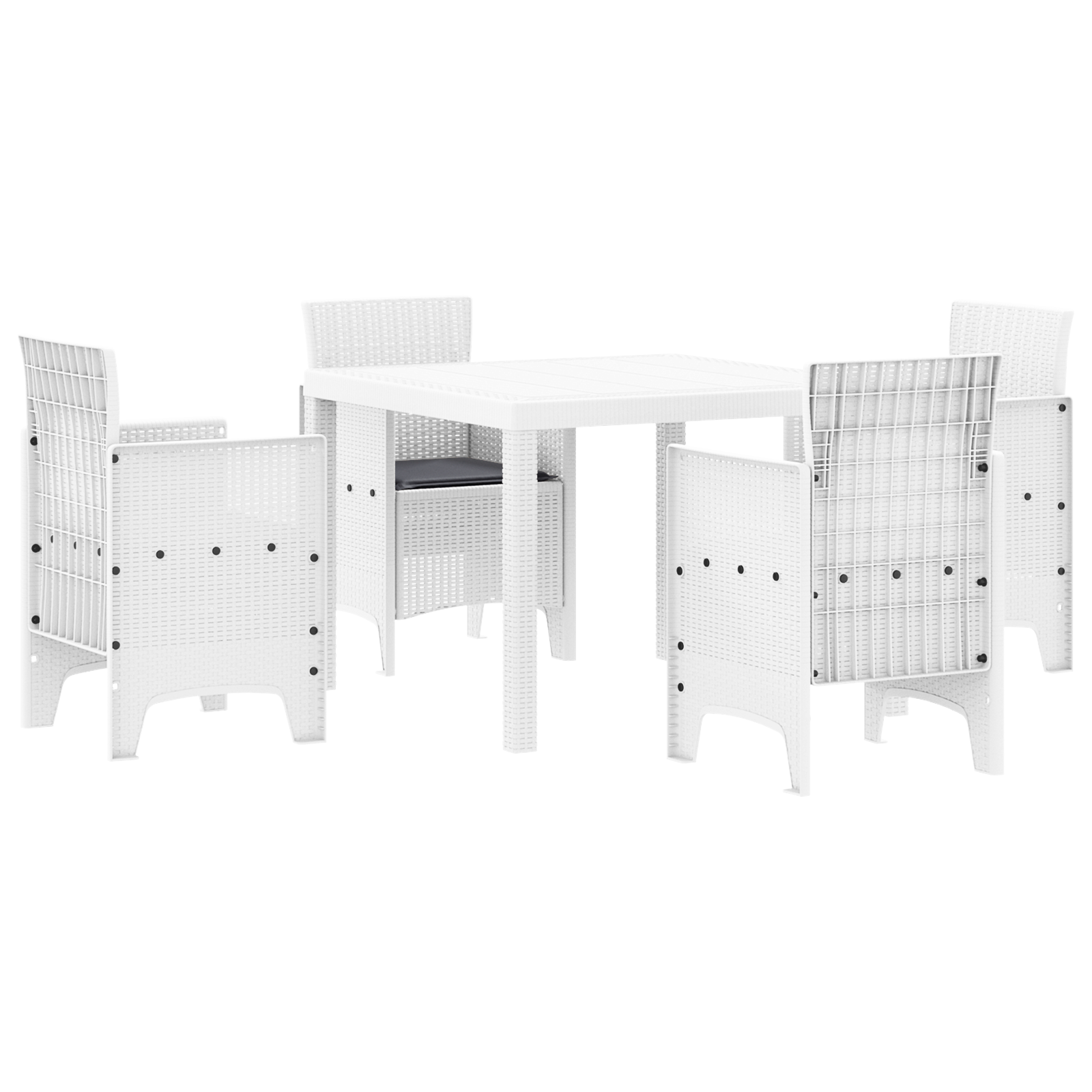 Set de dining pentru grădină cu perne Alb Poliratan GartenMobel Dekor
