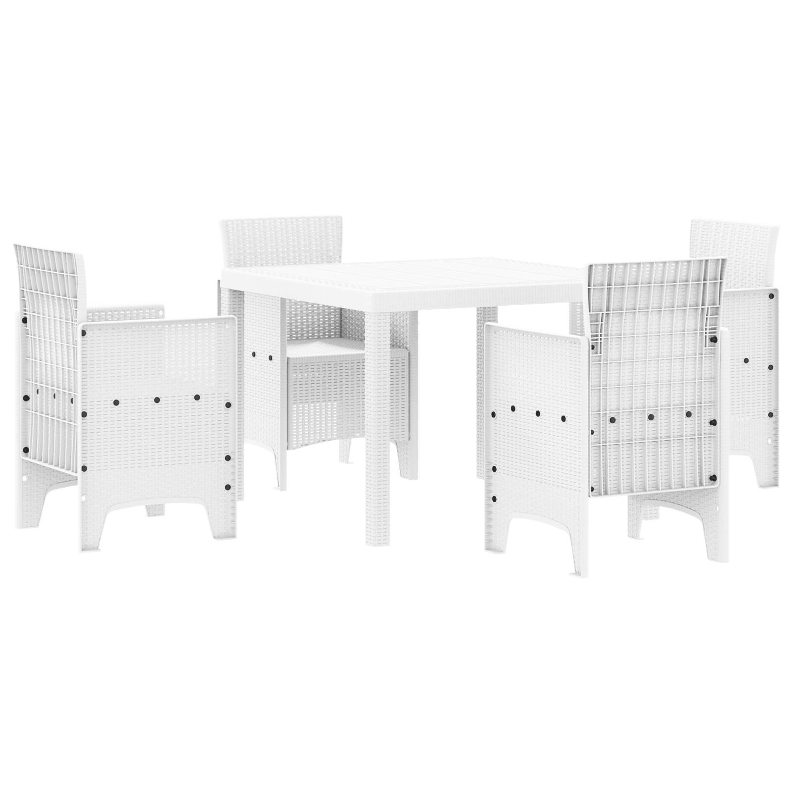 Set mese grădină alb 5 piese ratan poly GartenMobel Dekor