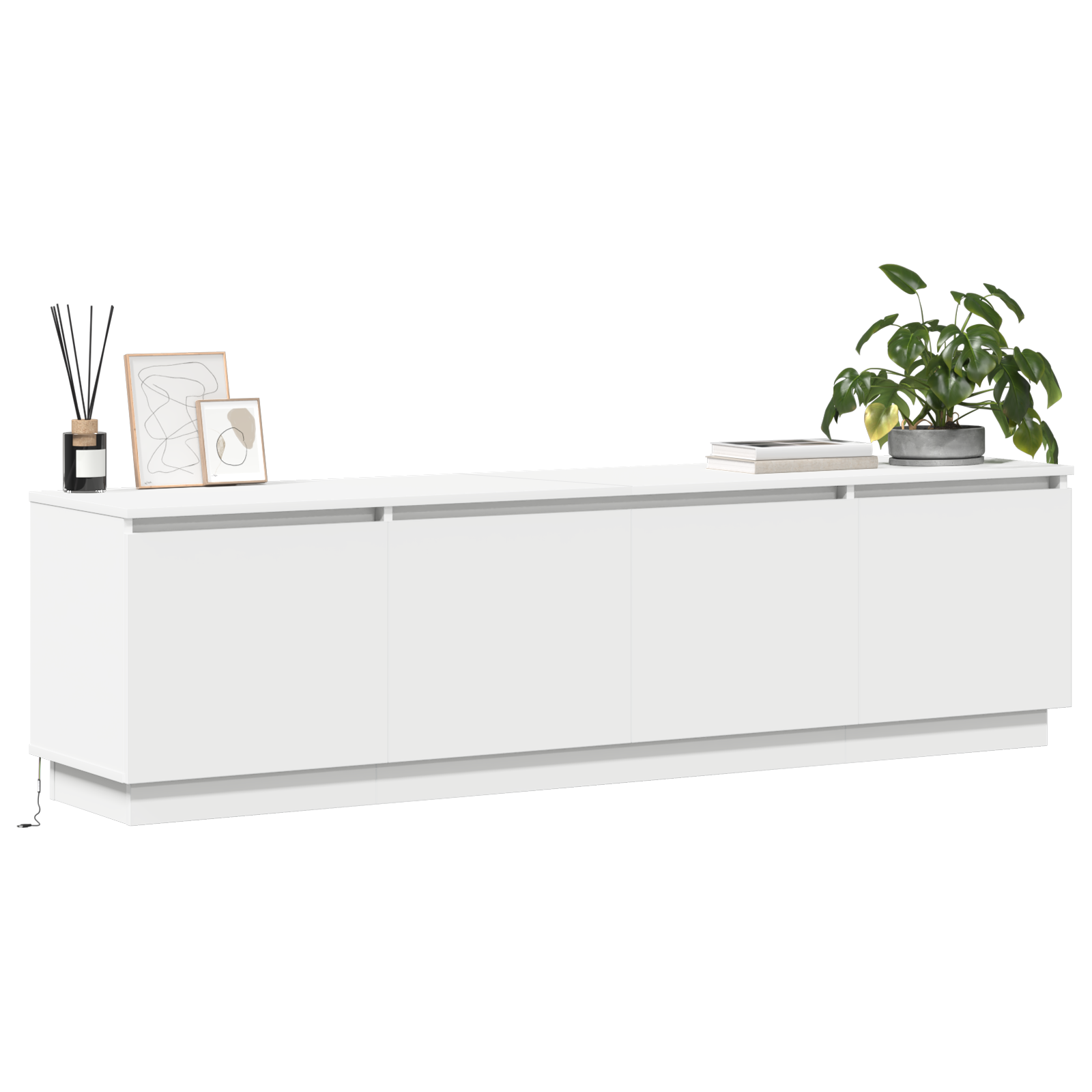 cabinet TV cu LED Alb 180x38x49 cm Lemn prelucrat GartenMobel Dekor