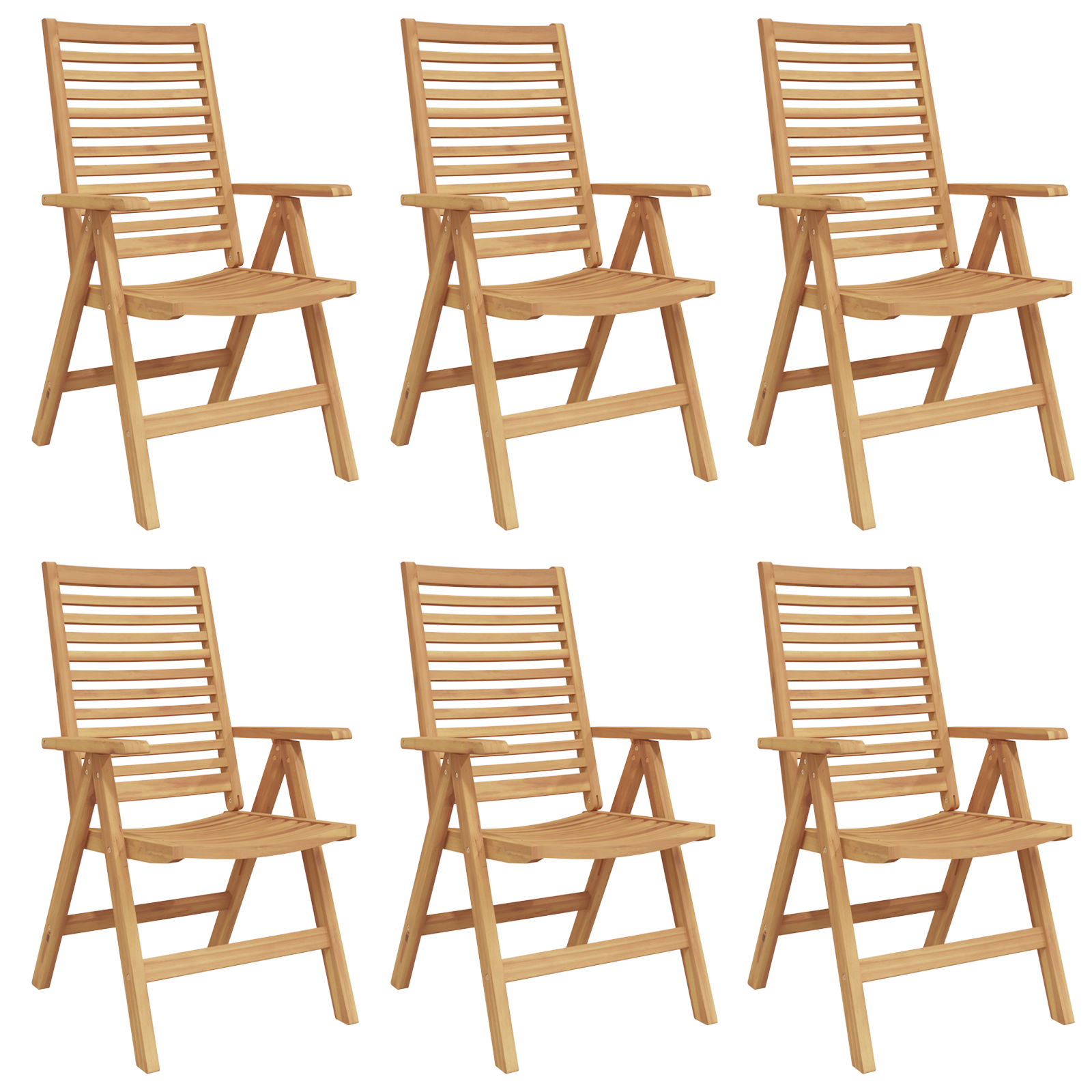 Scaune de Grădină  Pliabile 6 pcs Lemn Masiv Tec, Scaune de Grădină  2 pcs Lemn Masiv Tec GartenMobel Dekor