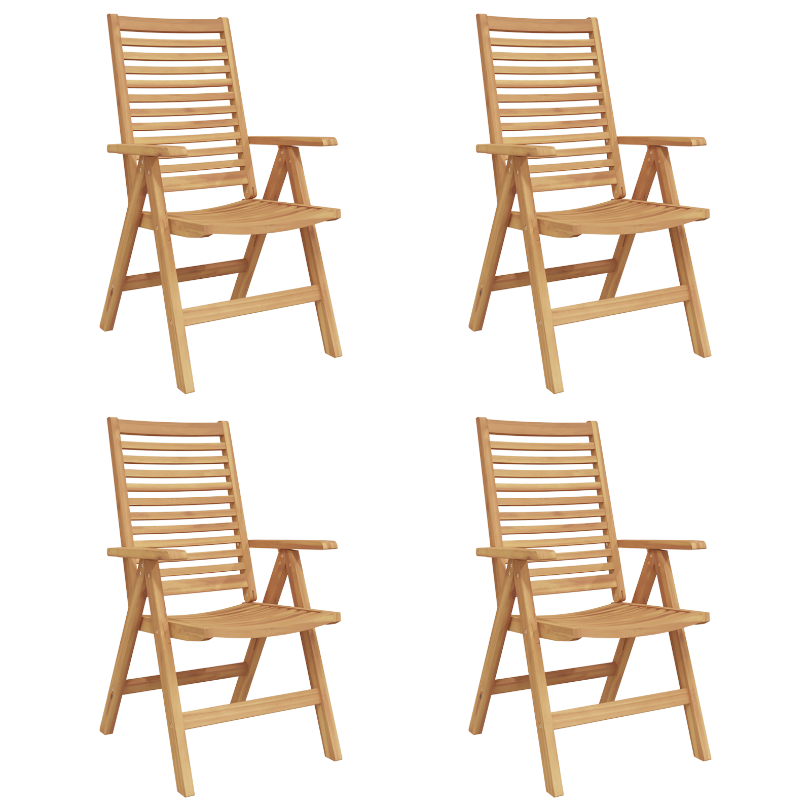 Scaune de grădină  pliabile 4 pcs Lemn solid de tec, Scaune de grădină  2 pcs Lemn solid de tec GartenMobel Dekor