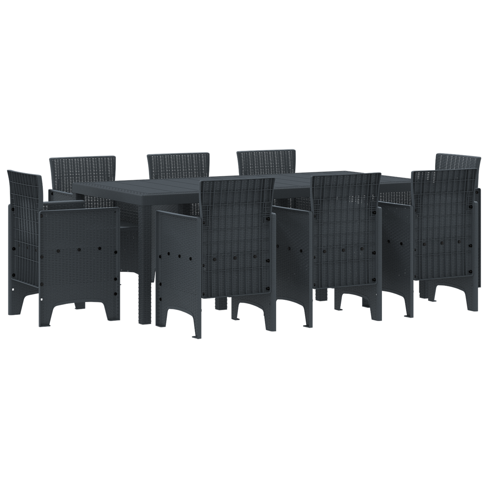 Set Masa Grădină cu 9 Piese Antracit Pol Rattan GartenMobel Dekor