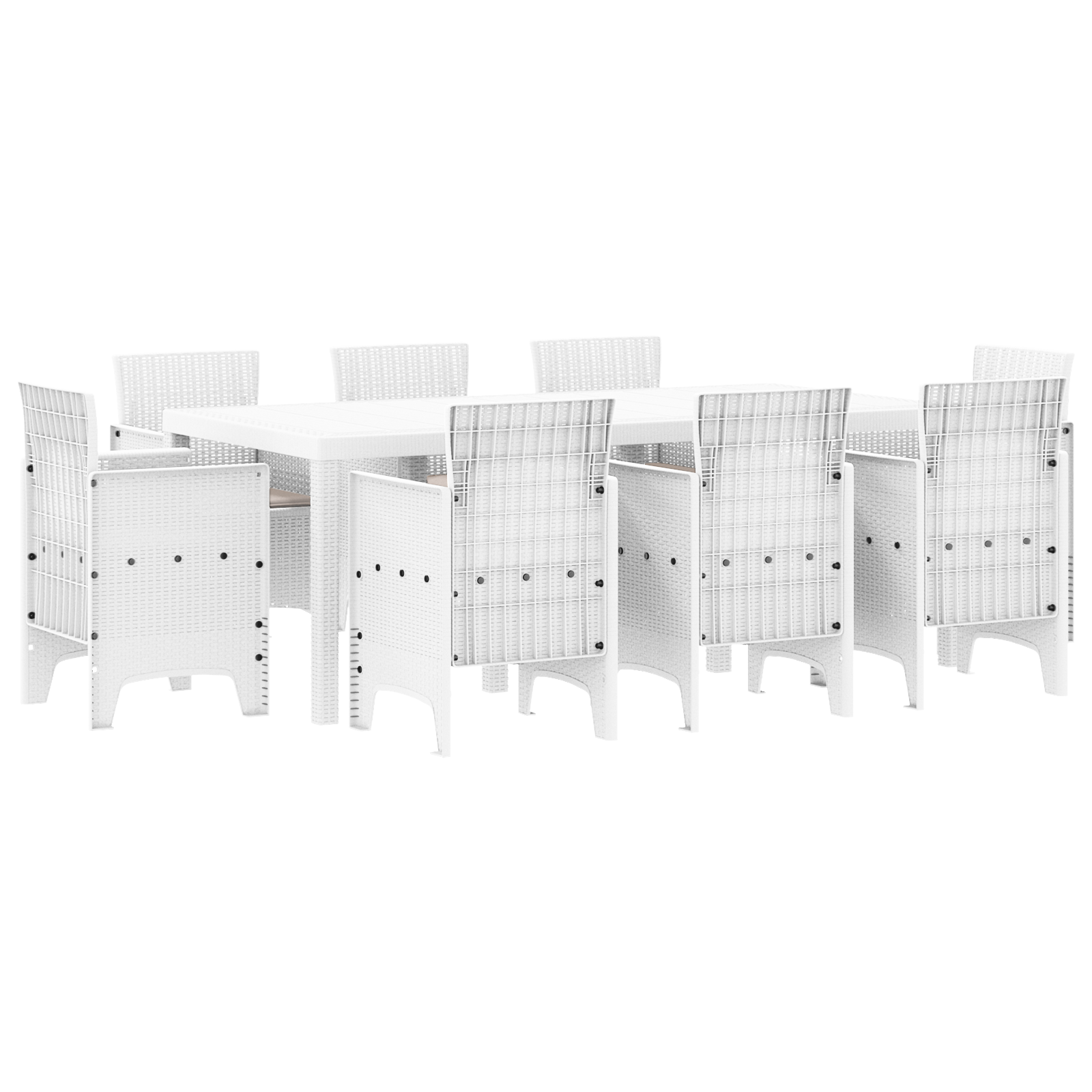 Set de 9 Piese pentru Grădină cu Perne, Ratan Alb GartenMobel Dekor