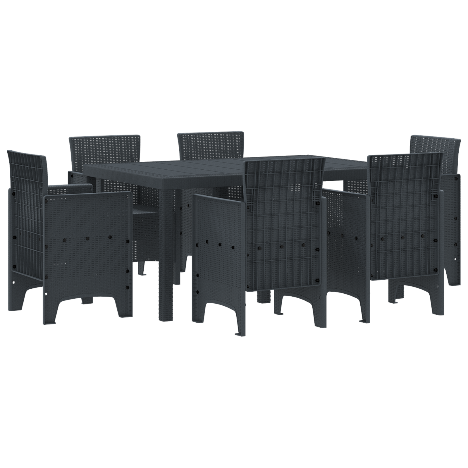 Set de Masă pentru Grădină 7 Piese Anthracite Poliratan GartenMobel Dekor