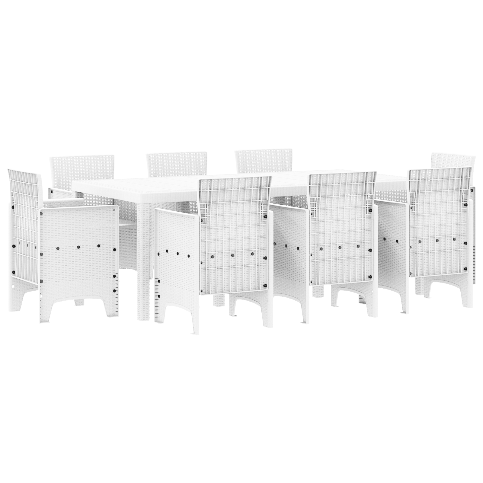 Set de dining 9 piese pentru grădină Alb Poliratan GartenMobel Dekor