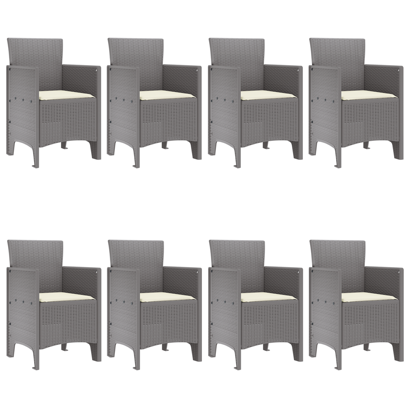 Set de dining cu perne gri deschis din poliratan GartenMobel Dekor