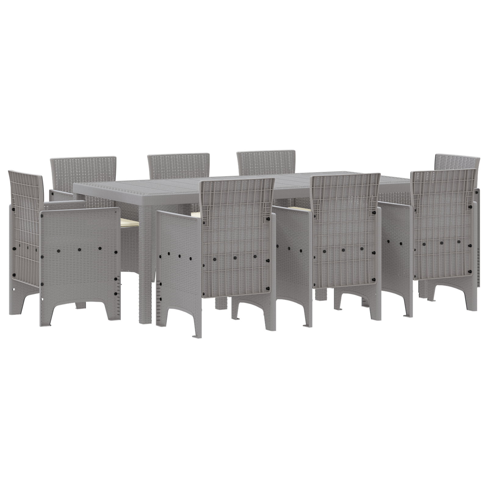 Set de dining cu perne gri deschis din poliratan GartenMobel Dekor