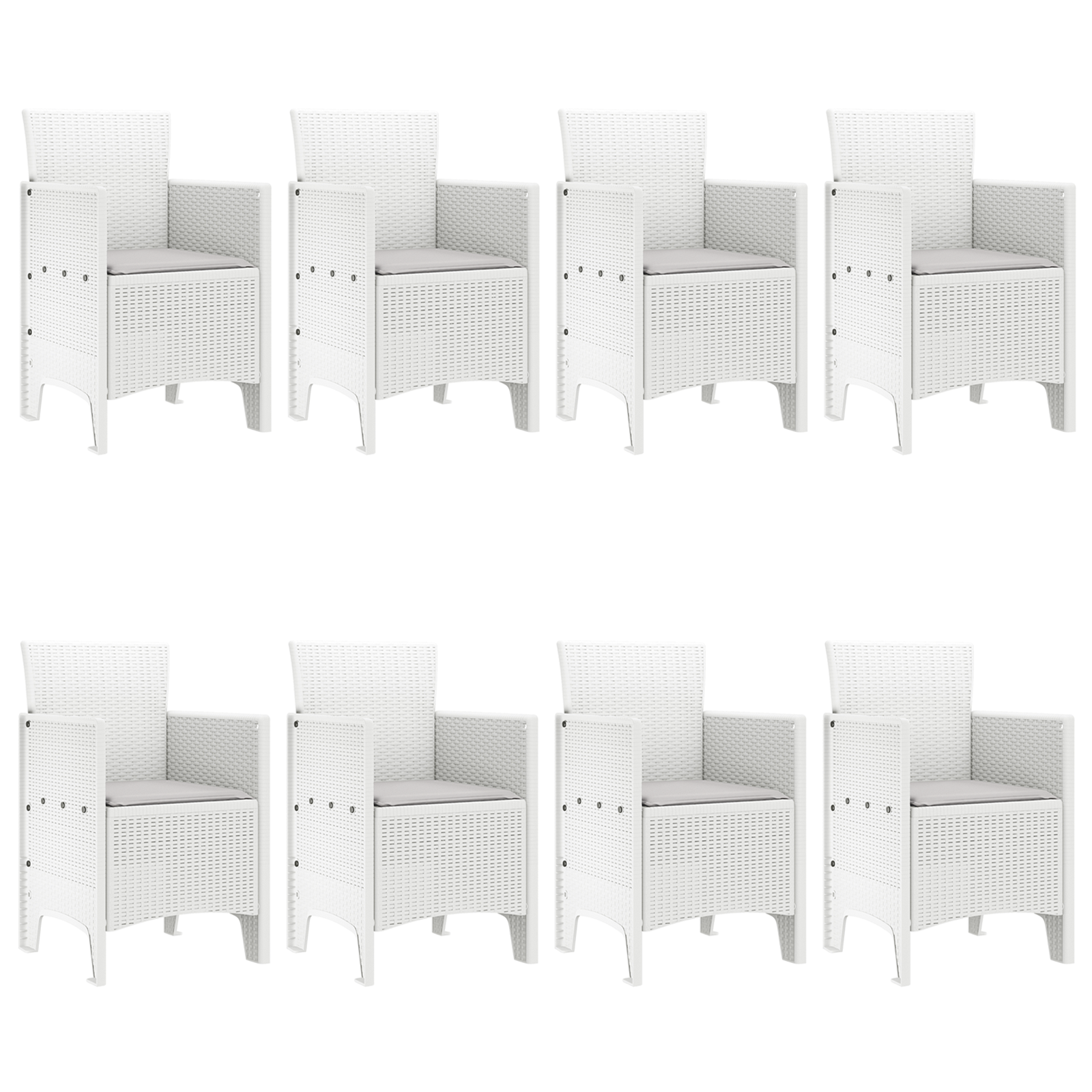 Set de dining pentru grădină cu 9 piese și perne Alb Poliratan GartenMobel Dekor