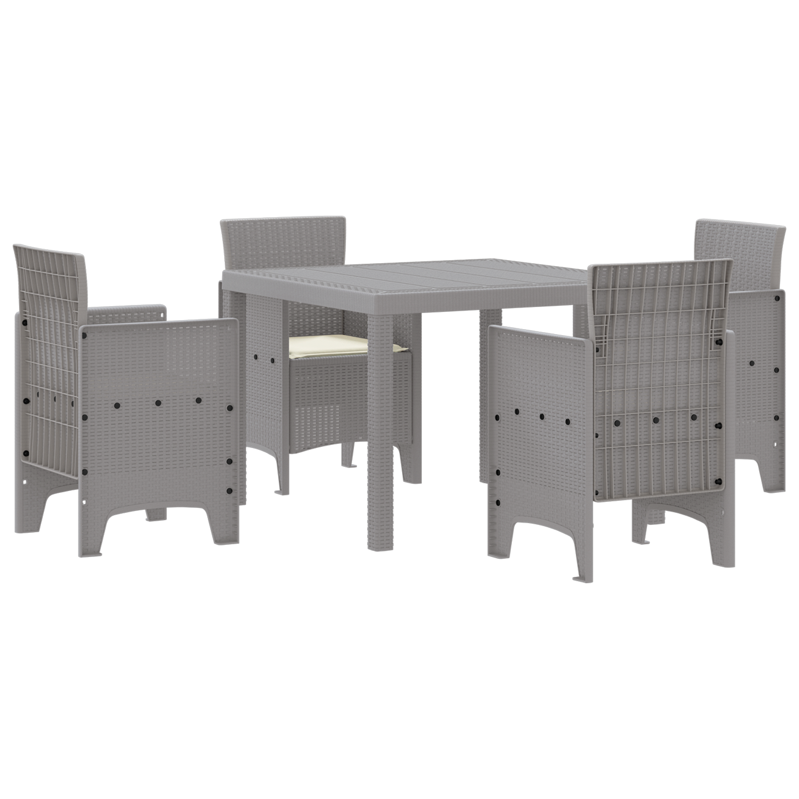 Set de dining pentru grădină de 5 piese cu perne gri deschis din ratan poly GartenMobel Dekor