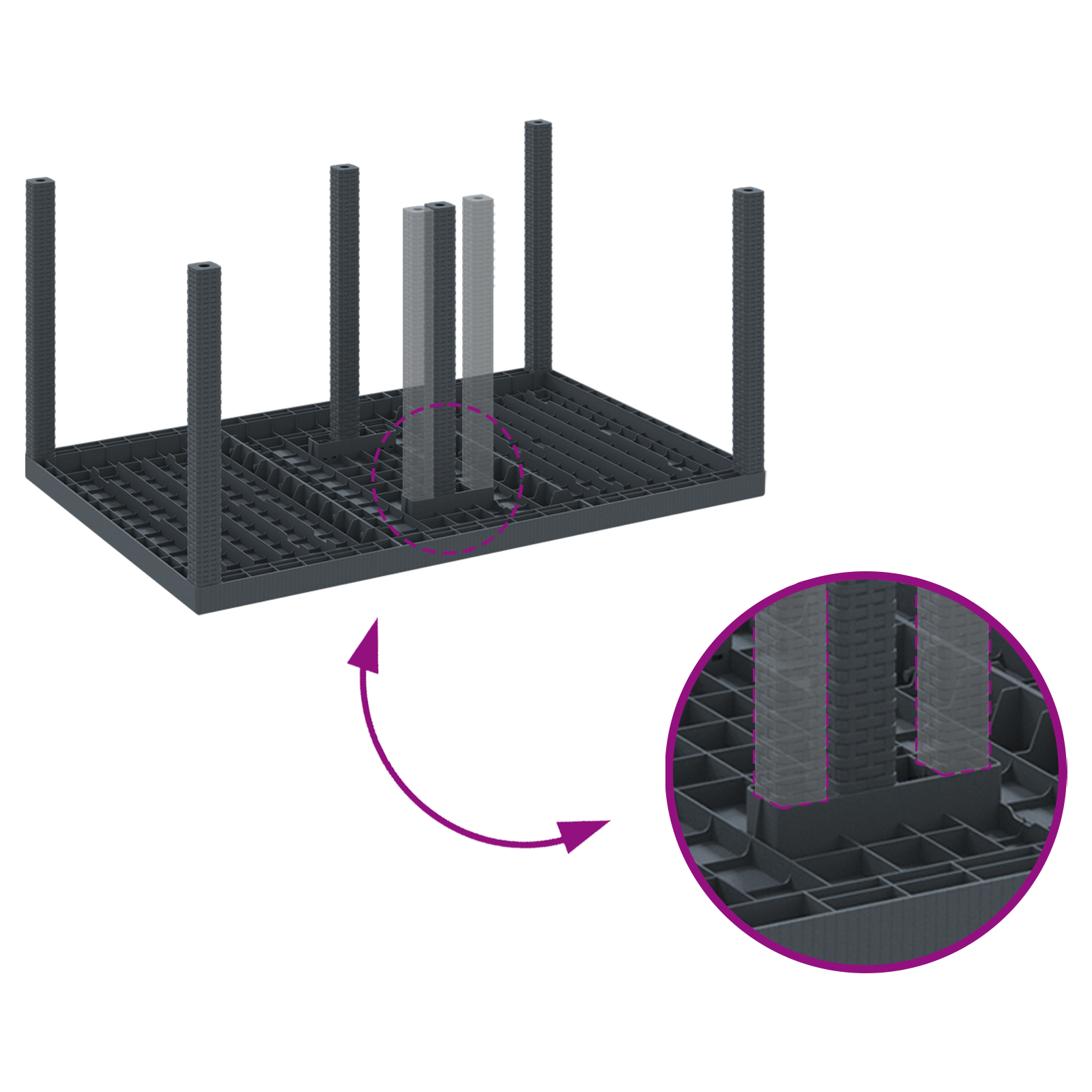 Set de masă pentru grădină 7 piese cu perne Antracit Ratan PE GartenMobel Dekor