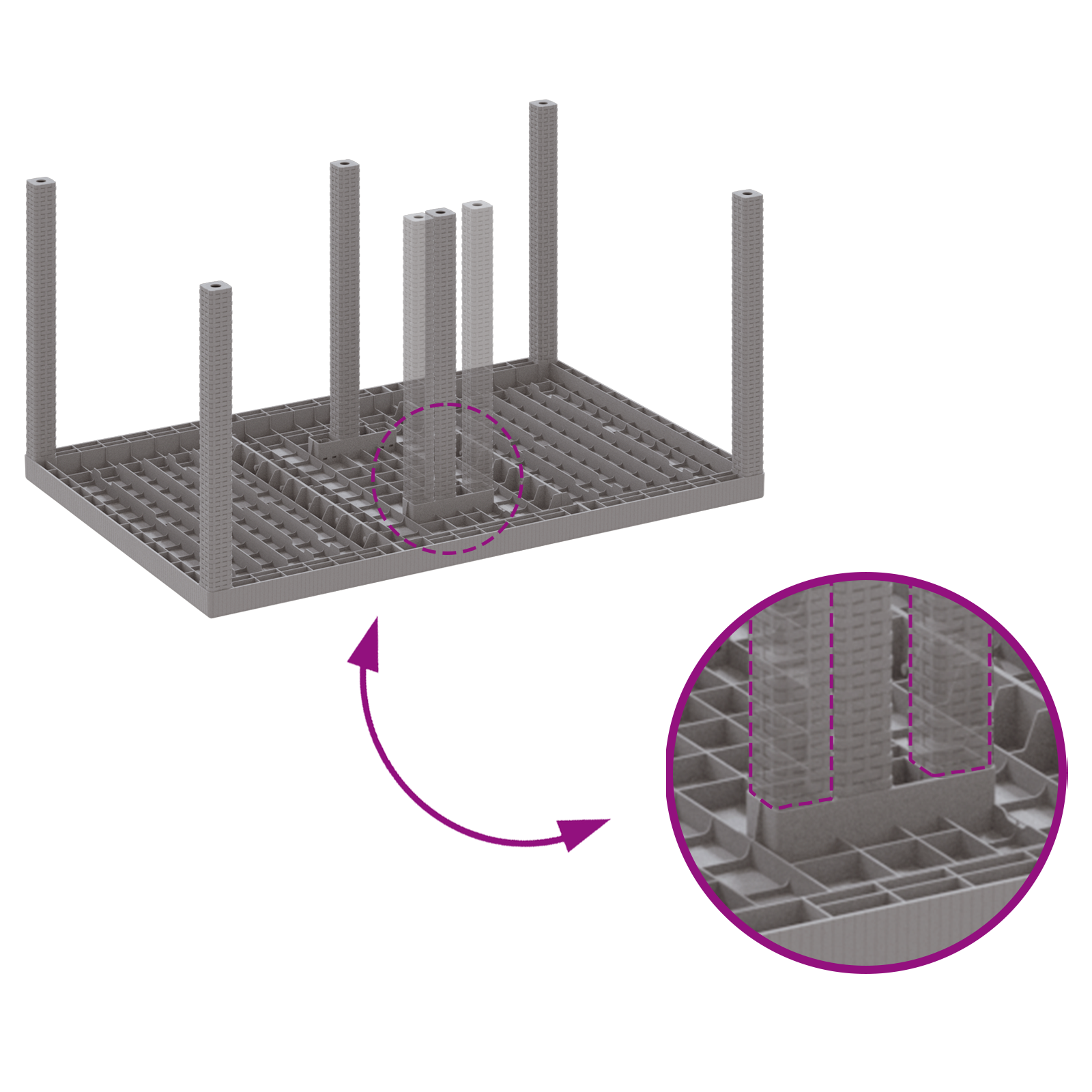 Set de mese pentru grădină cu 7 piese și perne gri deschis din poli-ratan GartenMobel Dekor