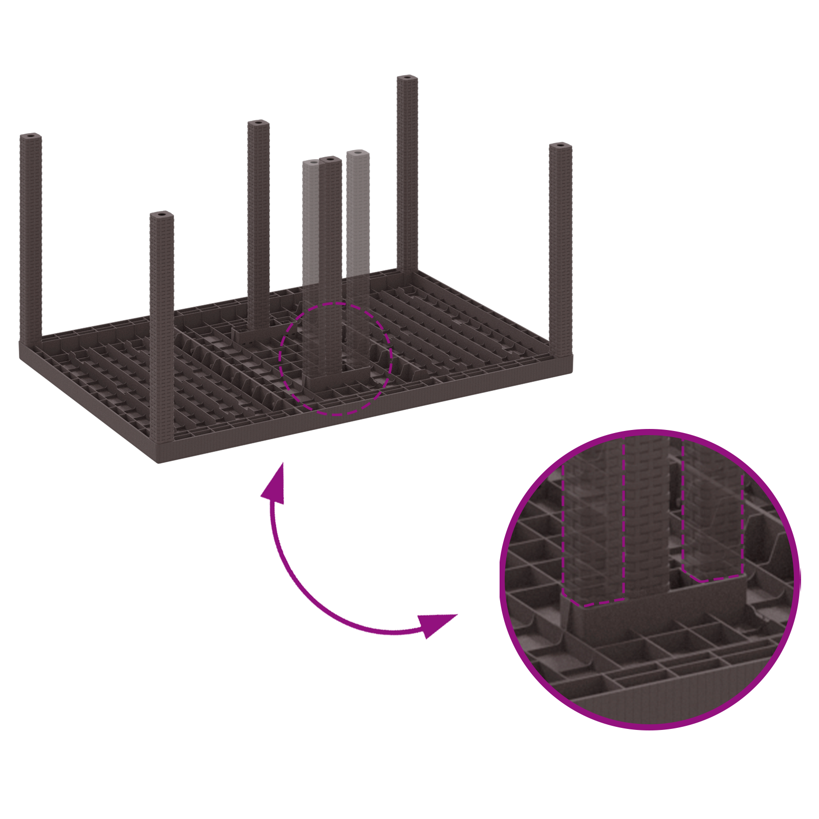 Set de mese pentru grădină de 7 piese cu perne, maro, poliratan GartenMobel Dekor