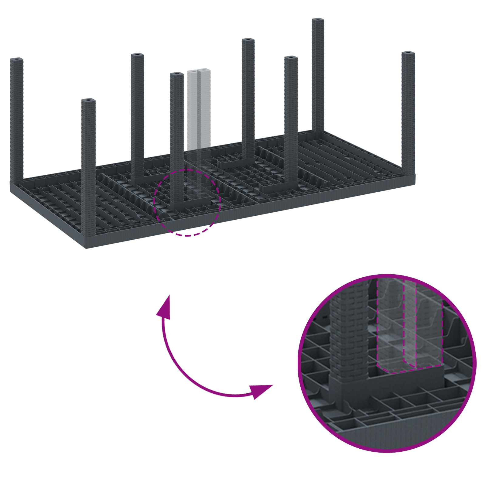 Set mese grădină 9 piese cu perne Anthracite Poly Rattan GartenMobel Dekor