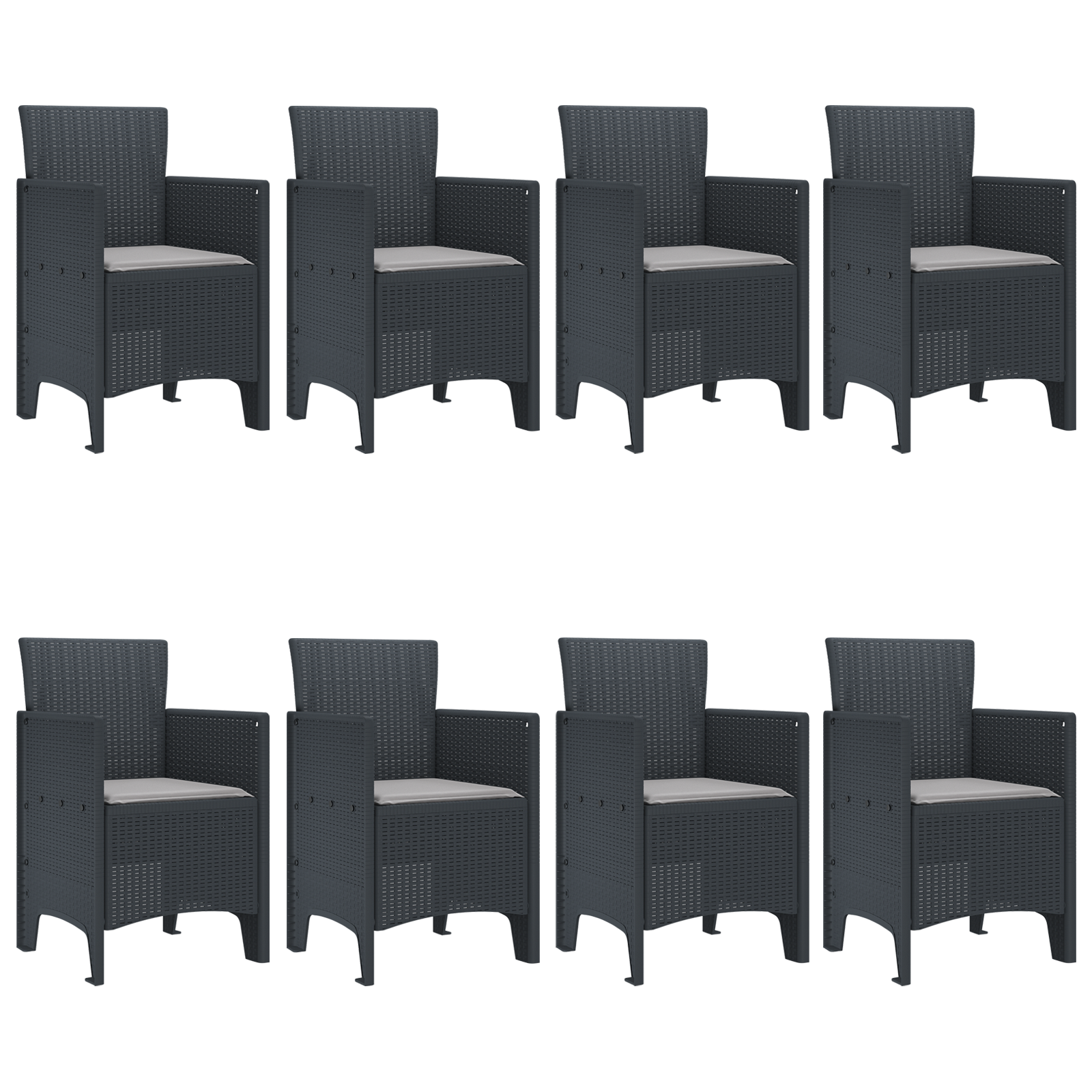 Set mese grădină 9 piese cu perne Anthracite Poly Rattan GartenMobel Dekor