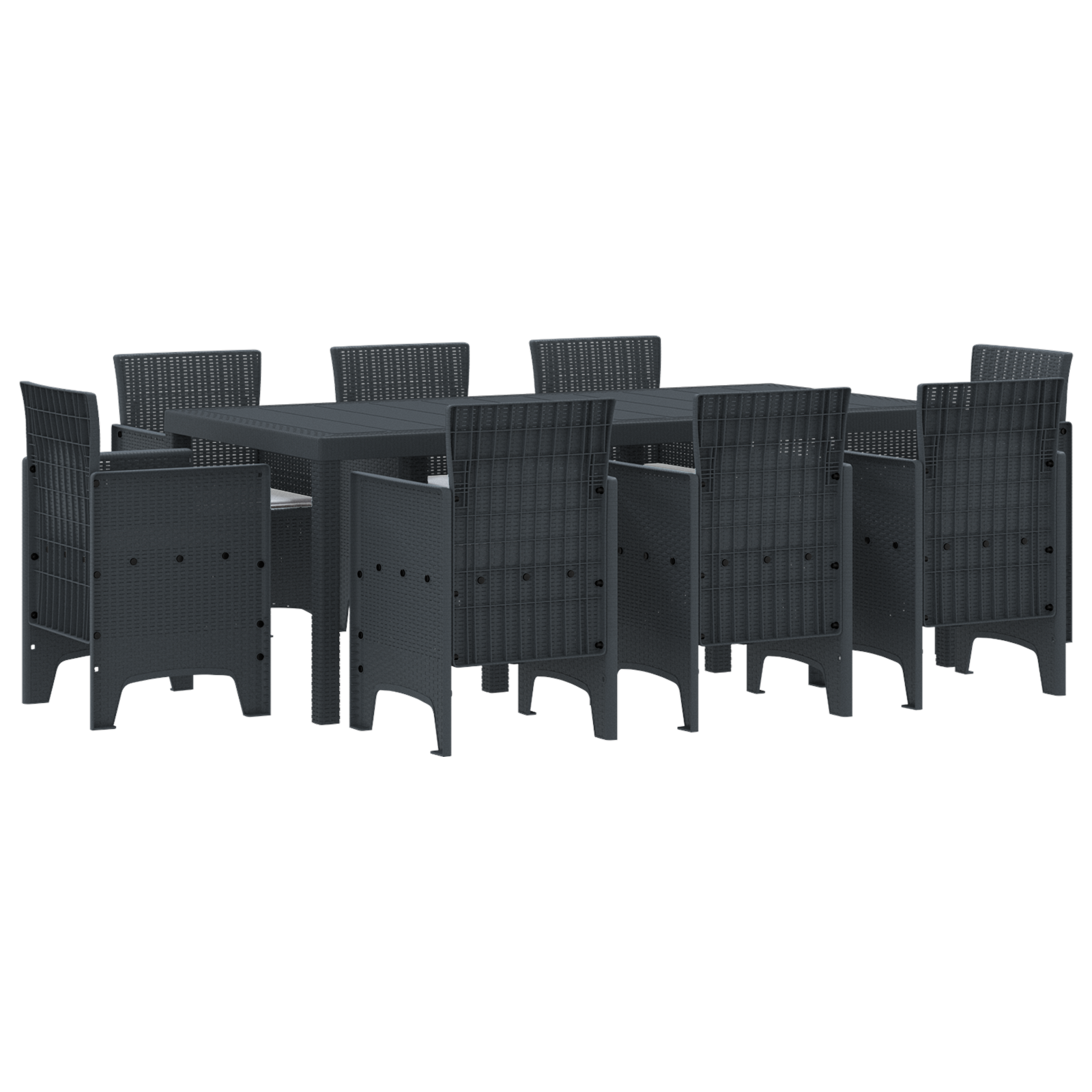 Set mese grădină 9 piese cu perne Anthracite Poly Rattan GartenMobel Dekor