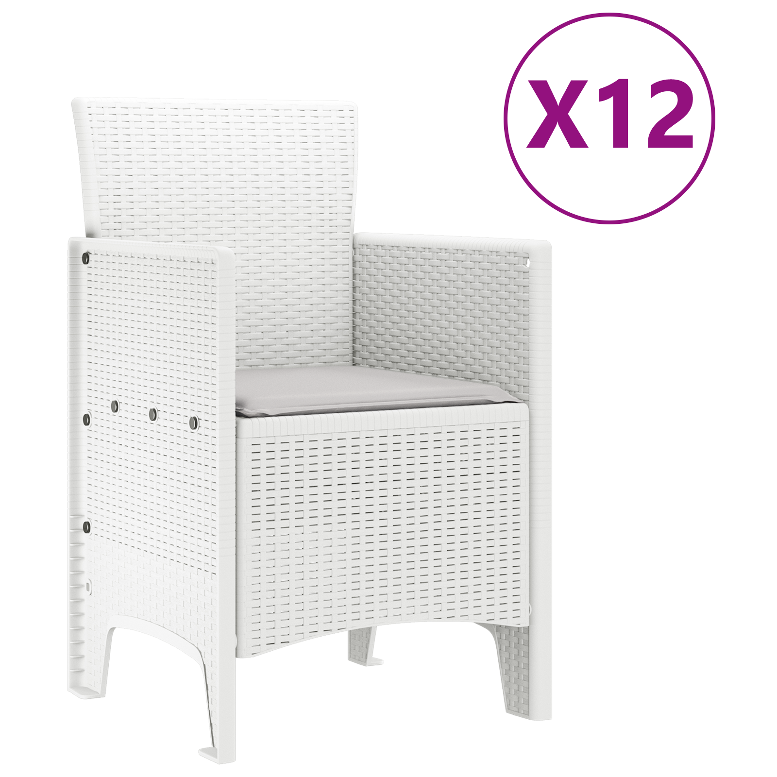 Set de mese grădină  cu 13 piese și perne din poliratan alb, Masă grădină  alb 150x100x73 cm din poliratan, Scaune grădină  cu perne 4 bucăți din poliratan alb GartenMobel Dekor