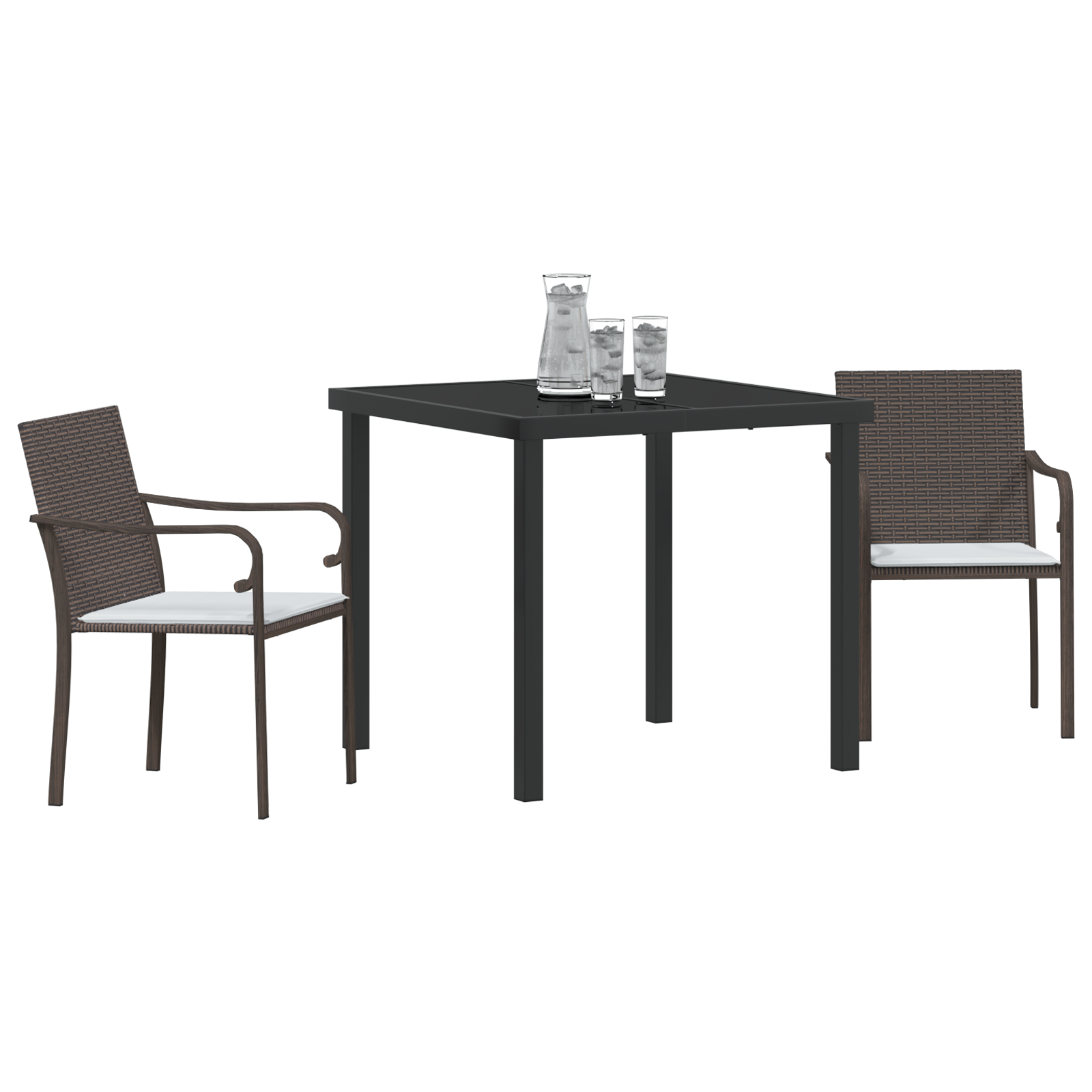 Set de dining exterior de 3 piese cu perne - Ratan maro GartenMobel Dekor