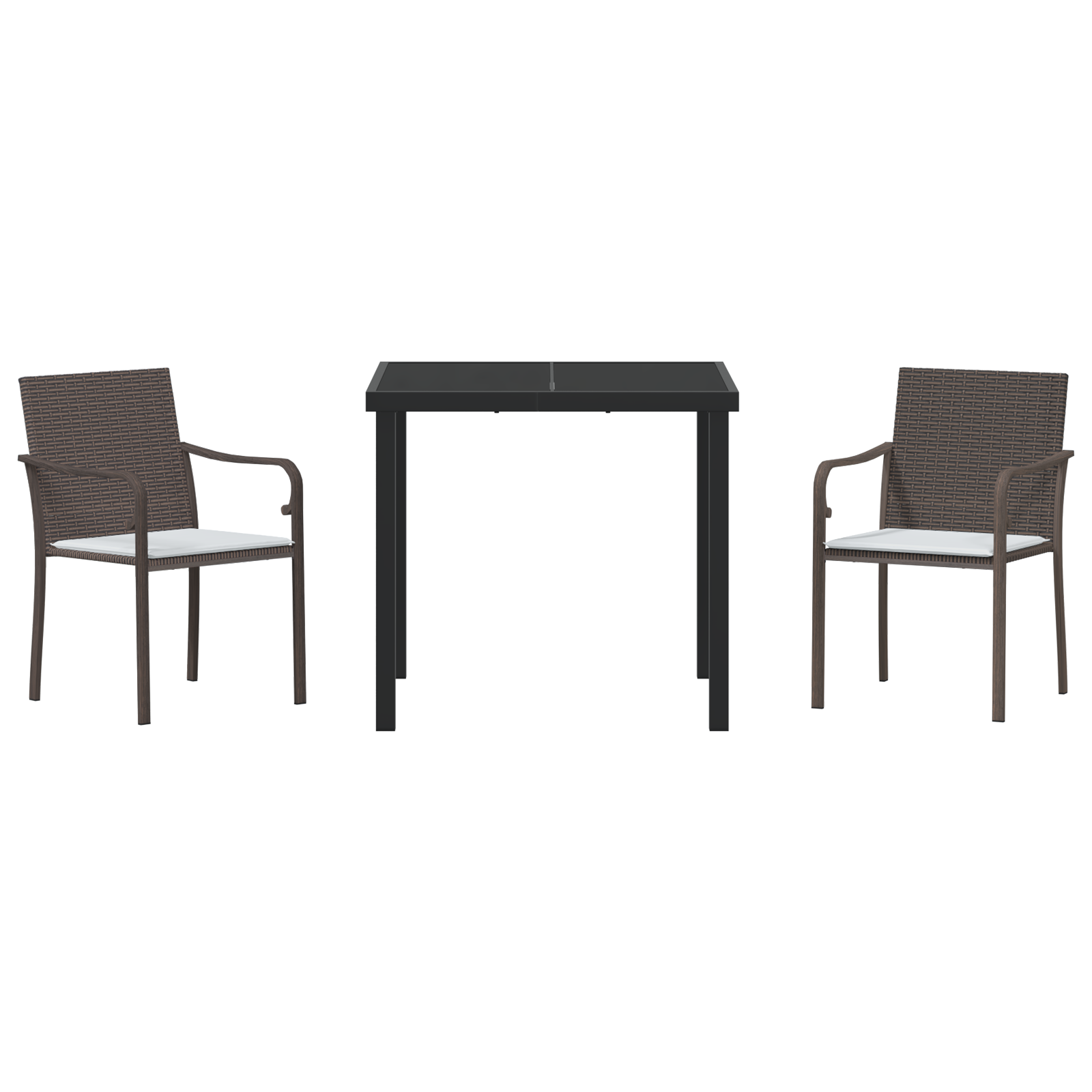 Set de dining exterior de 3 piese cu perne - Ratan maro GartenMobel Dekor