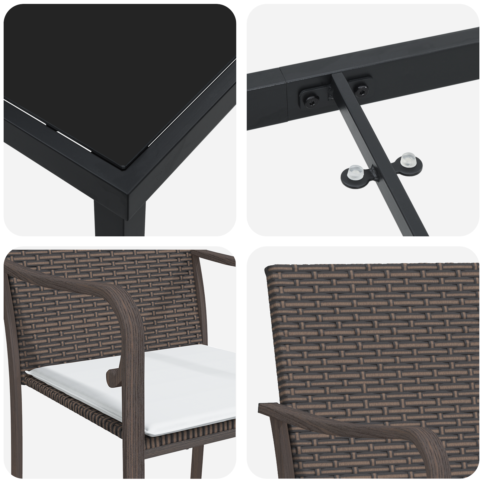 Set de dining exterior de 3 piese cu perne - Ratan maro GartenMobel Dekor