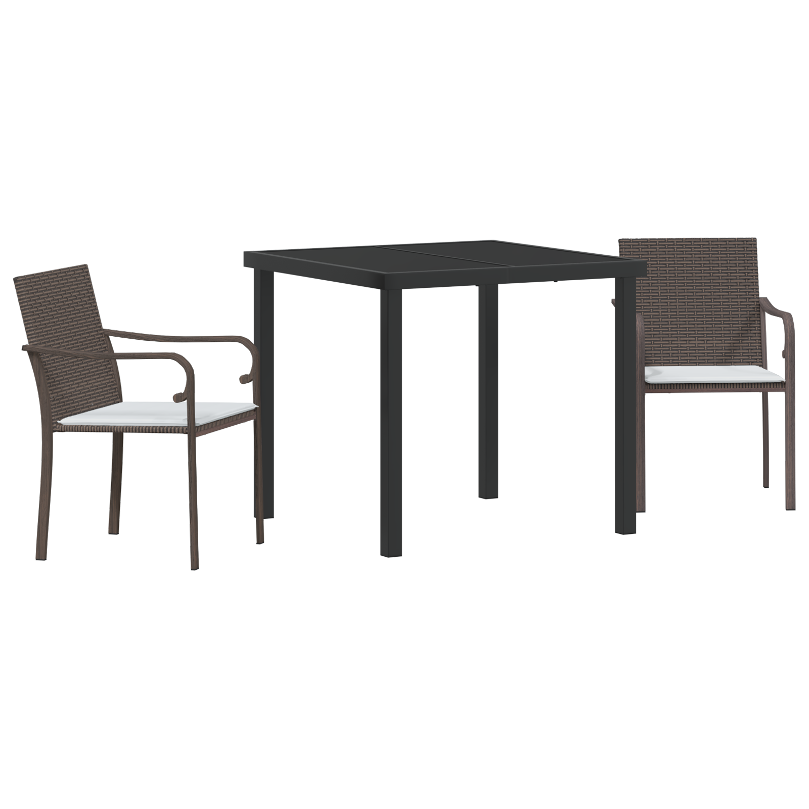 Set de dining exterior de 3 piese cu perne - Ratan maro GartenMobel Dekor