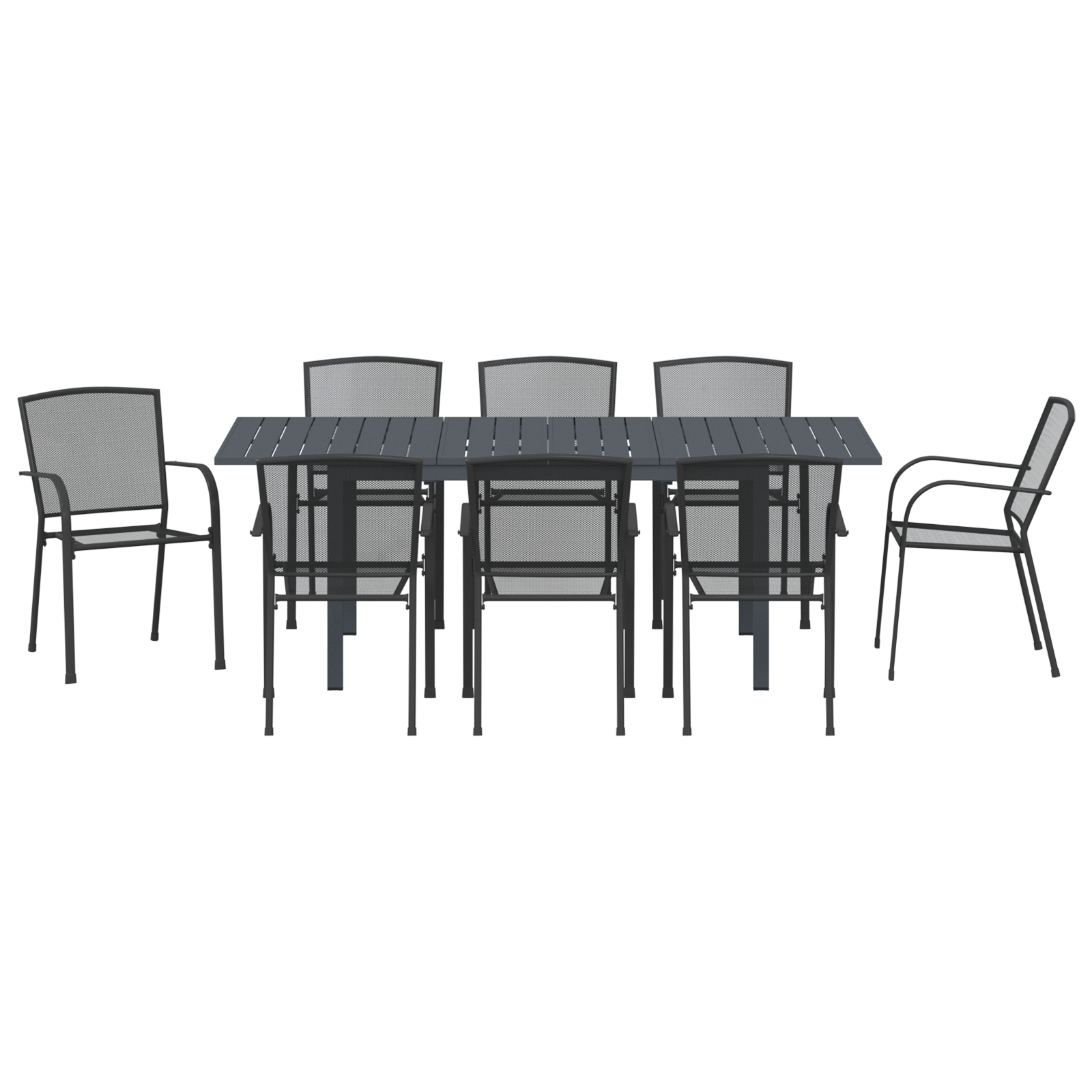 Set de Mobilier pentru Hol  9 Piese Oțel Antracit, Masă de Grădină Extensibilă  Antracit (140-210)x90x73 cm Oțel GartenMobel Dekor