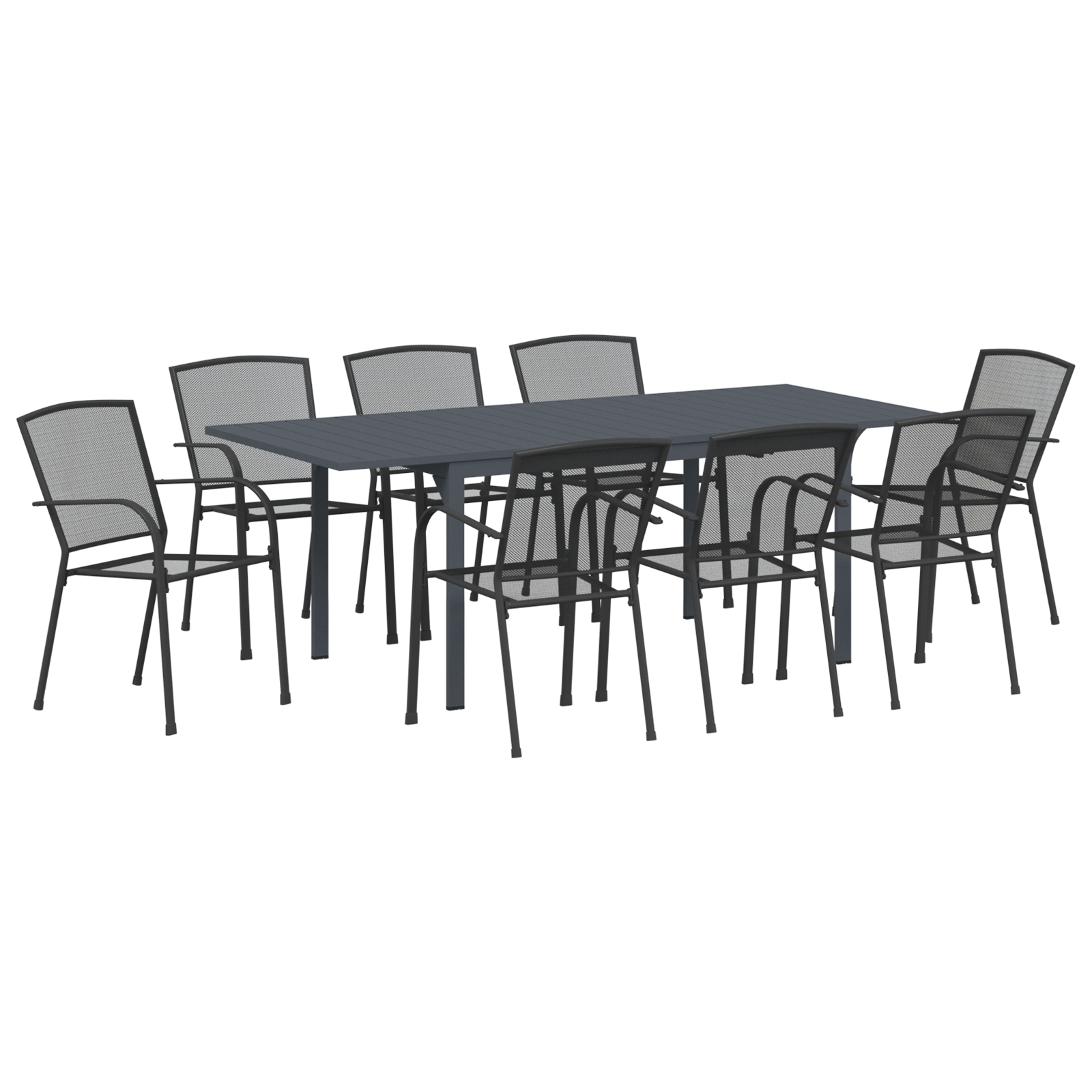 Set de Mobilier pentru Hol  9 Piese Oțel Antracit, Masă de Grădină Extensibilă  Antracit (140-210)x90x73 cm Oțel GartenMobel Dekor