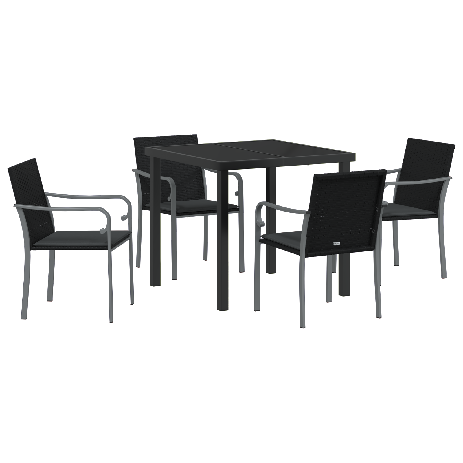 Set de dining pentru grădină din 5 piese cu perne Negre din Poliratan GartenMobel Dekor