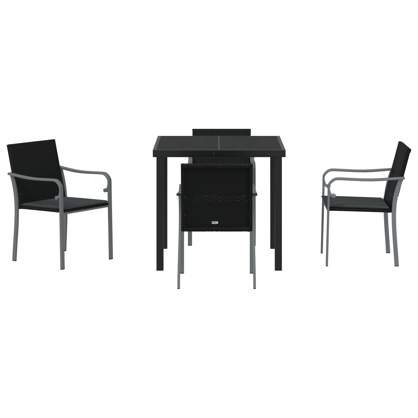Set de dining pentru grădină din 5 piese cu perne Negre din Poliratan GartenMobel Dekor