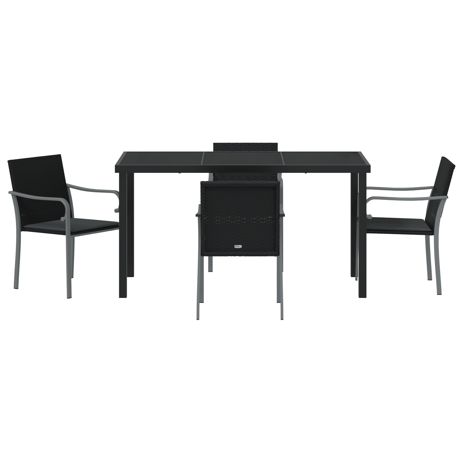 Set de grădină VidaXL, 5 piese, cu perne, ratan negru GartenMobel Dekor