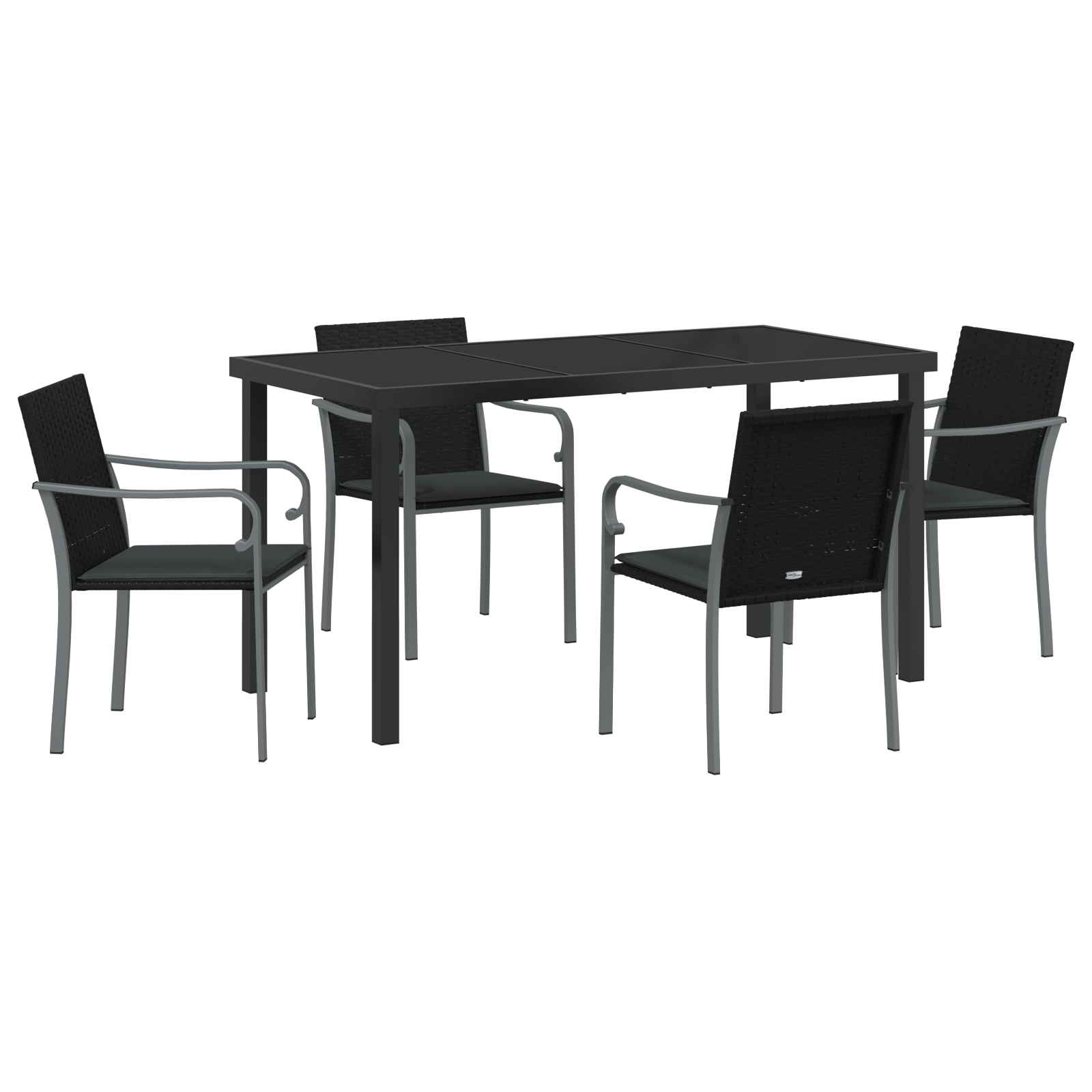 Set de grădină VidaXL, 5 piese, cu perne, ratan negru GartenMobel Dekor