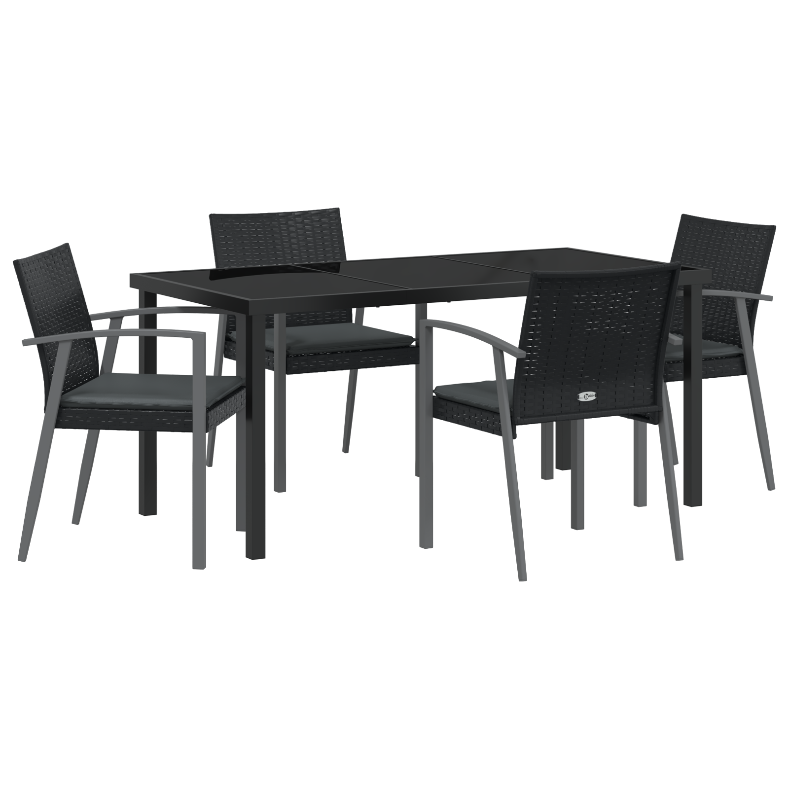 Set de 5 Piese pentru Dining de Grădină cu Pernă Neagră din Poliratan GartenMobel Dekor