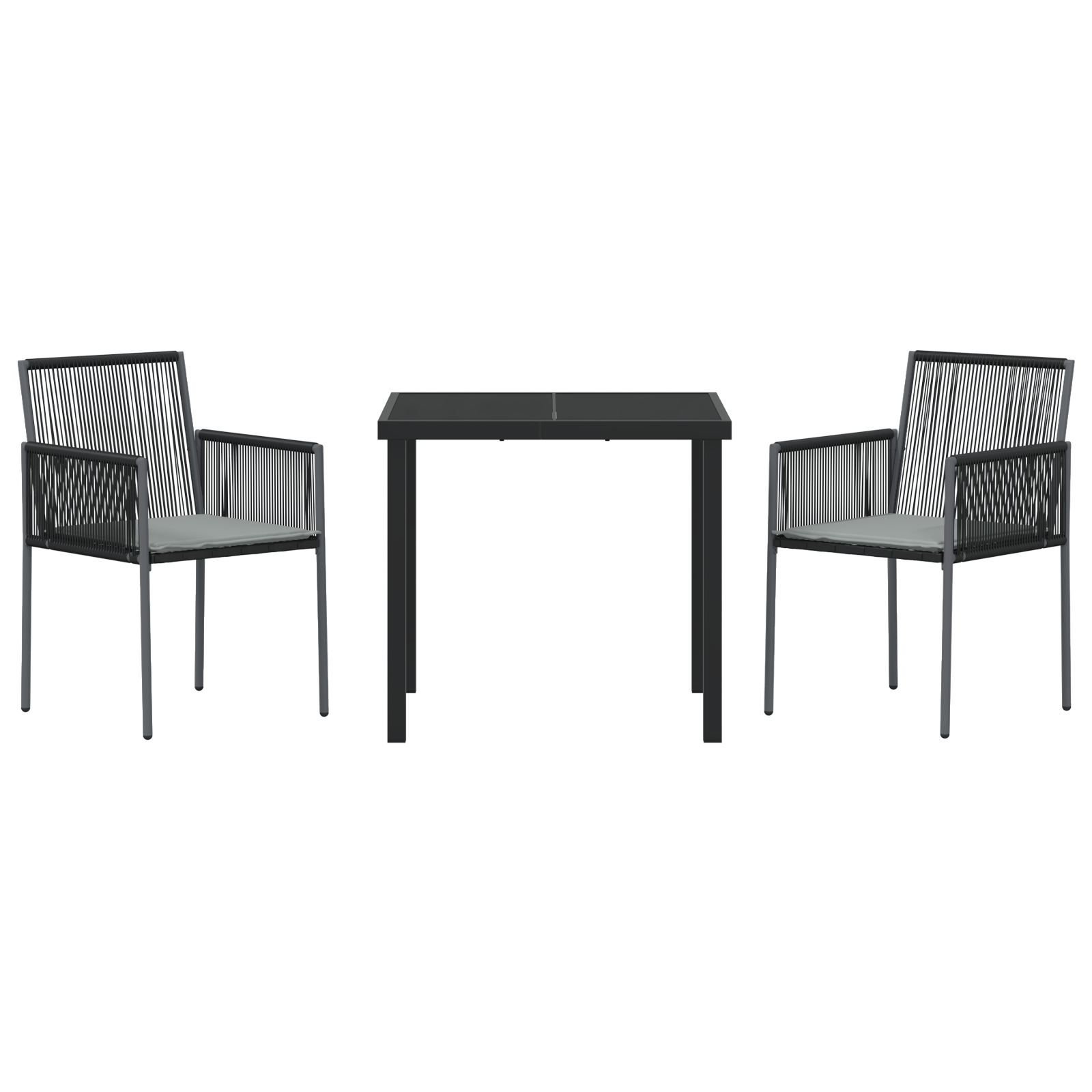 Set de dining grădină 3 piese cu perne Negre din poliratan GartenMobel Dekor