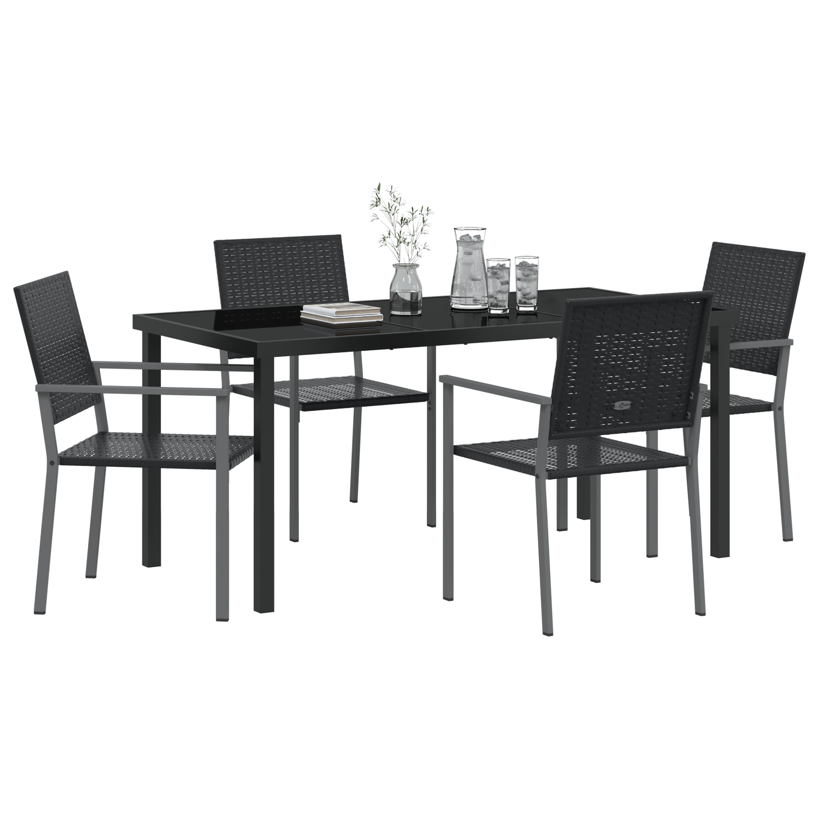 Set de dining pentru grădină 5 piese Negru Poliratan GartenMobel Dekor